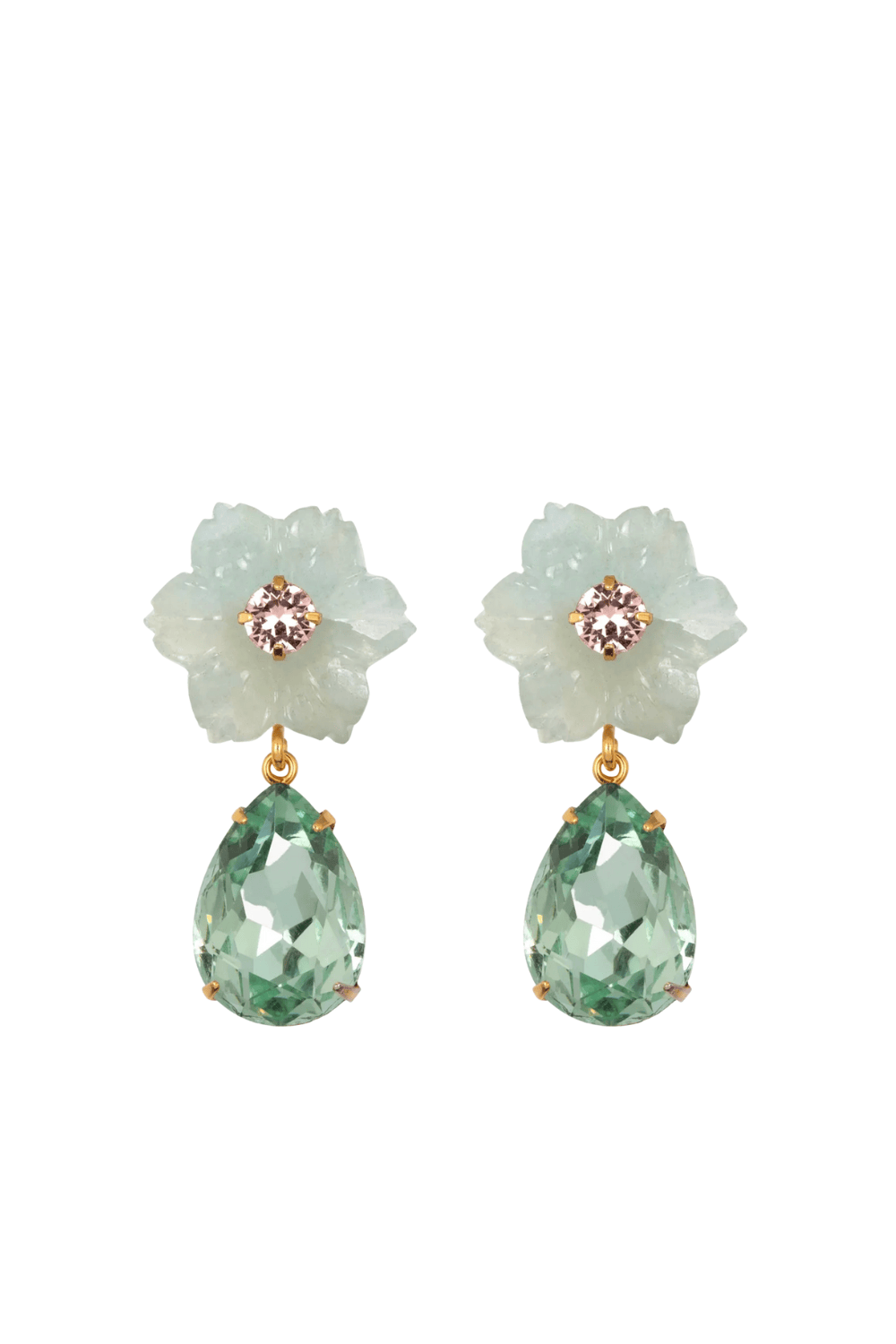 Jennifer Behr Juna Aquamarine Floral Drop Earrings
