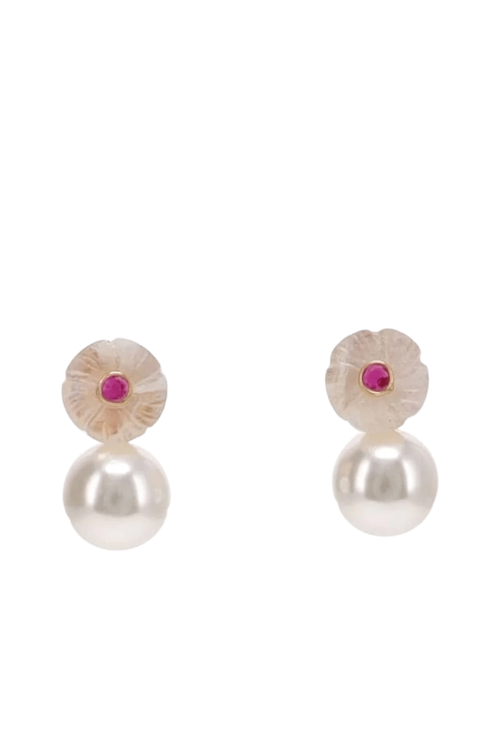 Jennifer Behr Libby Peach Moonstone Pearl Drop Earrings