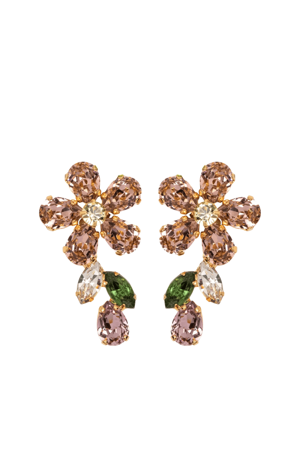 Jennifer Behr Odelia Vintage Rose Crystal Floral Drop Earrings