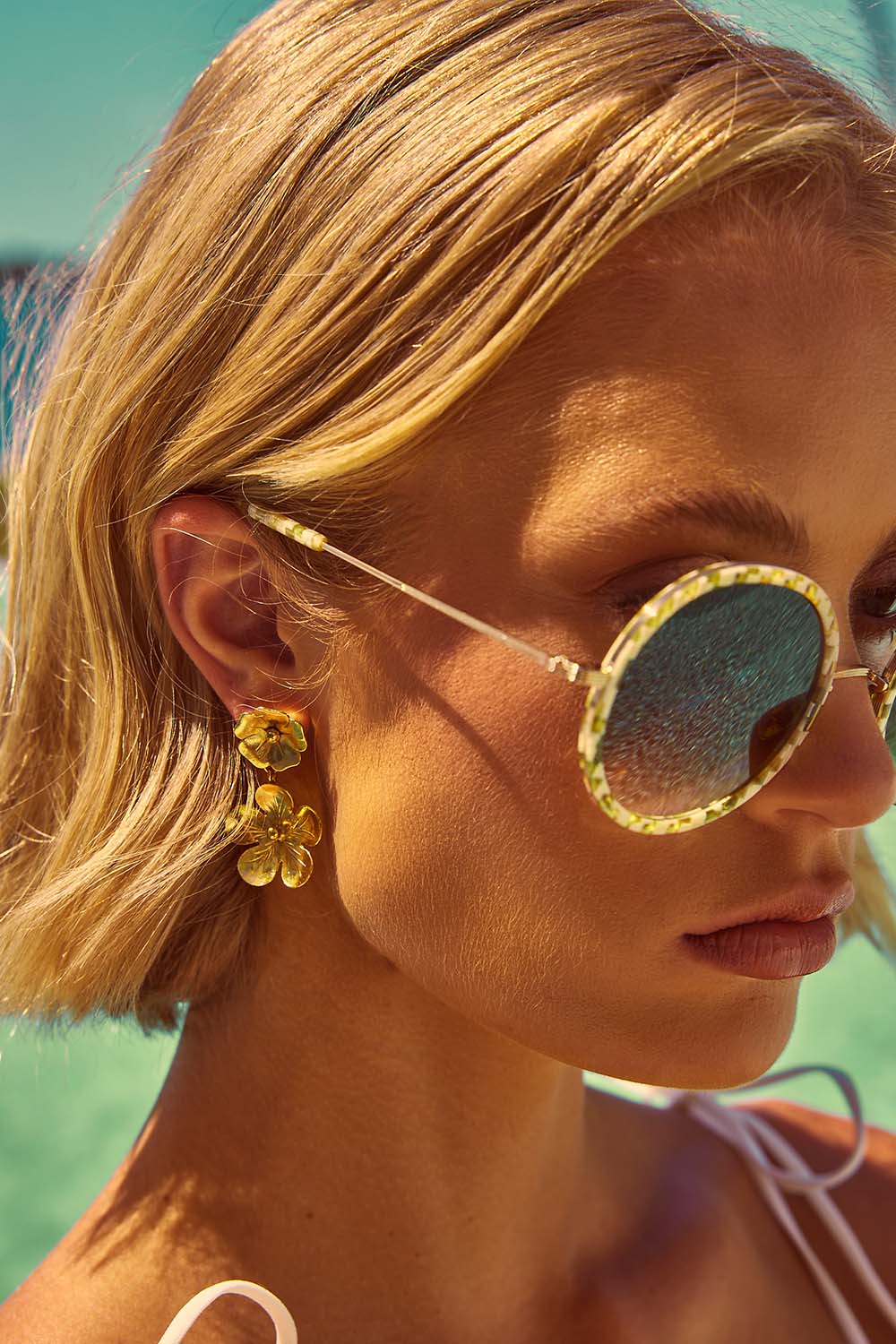 Jennifer Behr Kenzie Gold Floral Drop Earrings