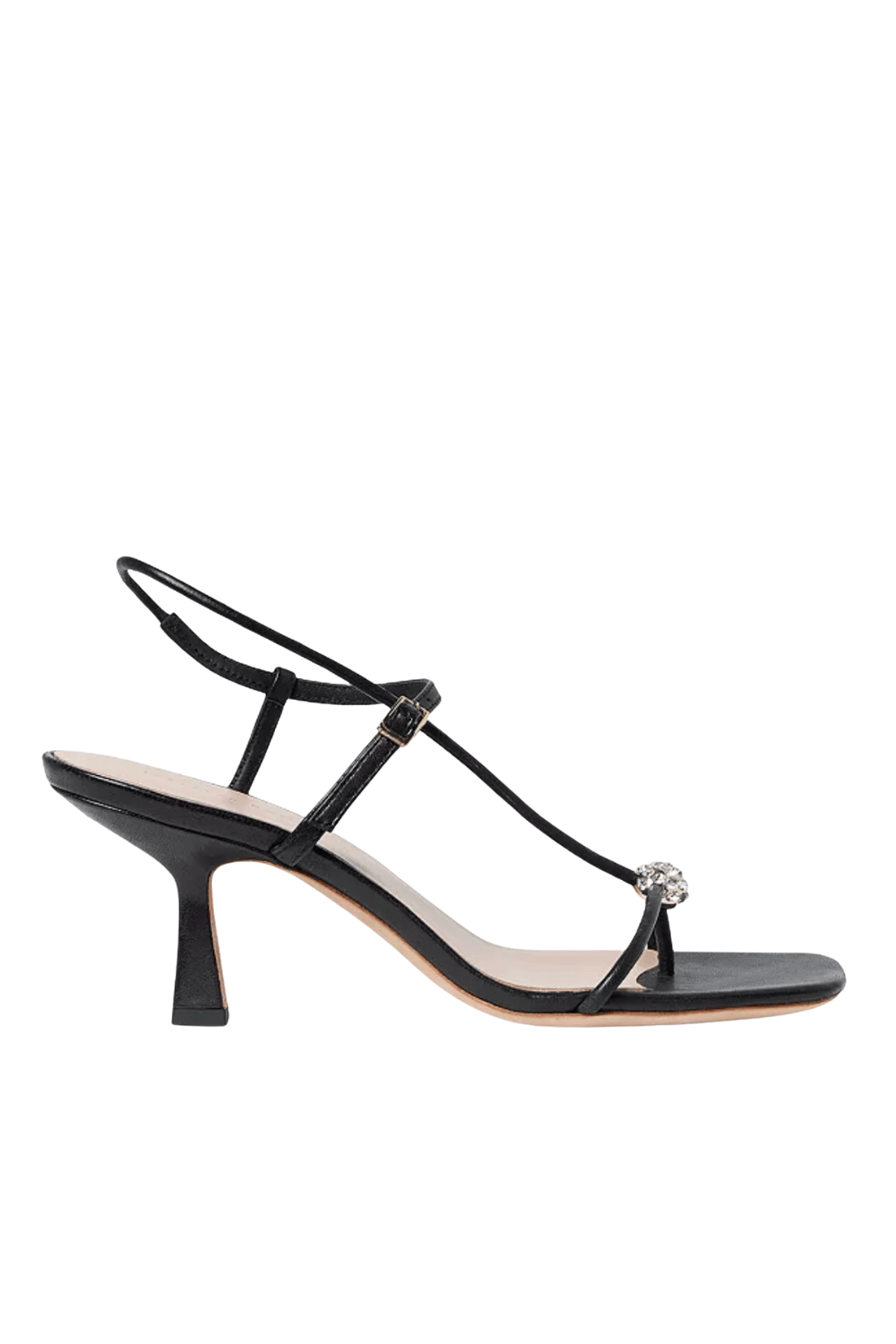 Loeffler Randall Triana Black Gold Crystal Strappy Mid Heel Sandal