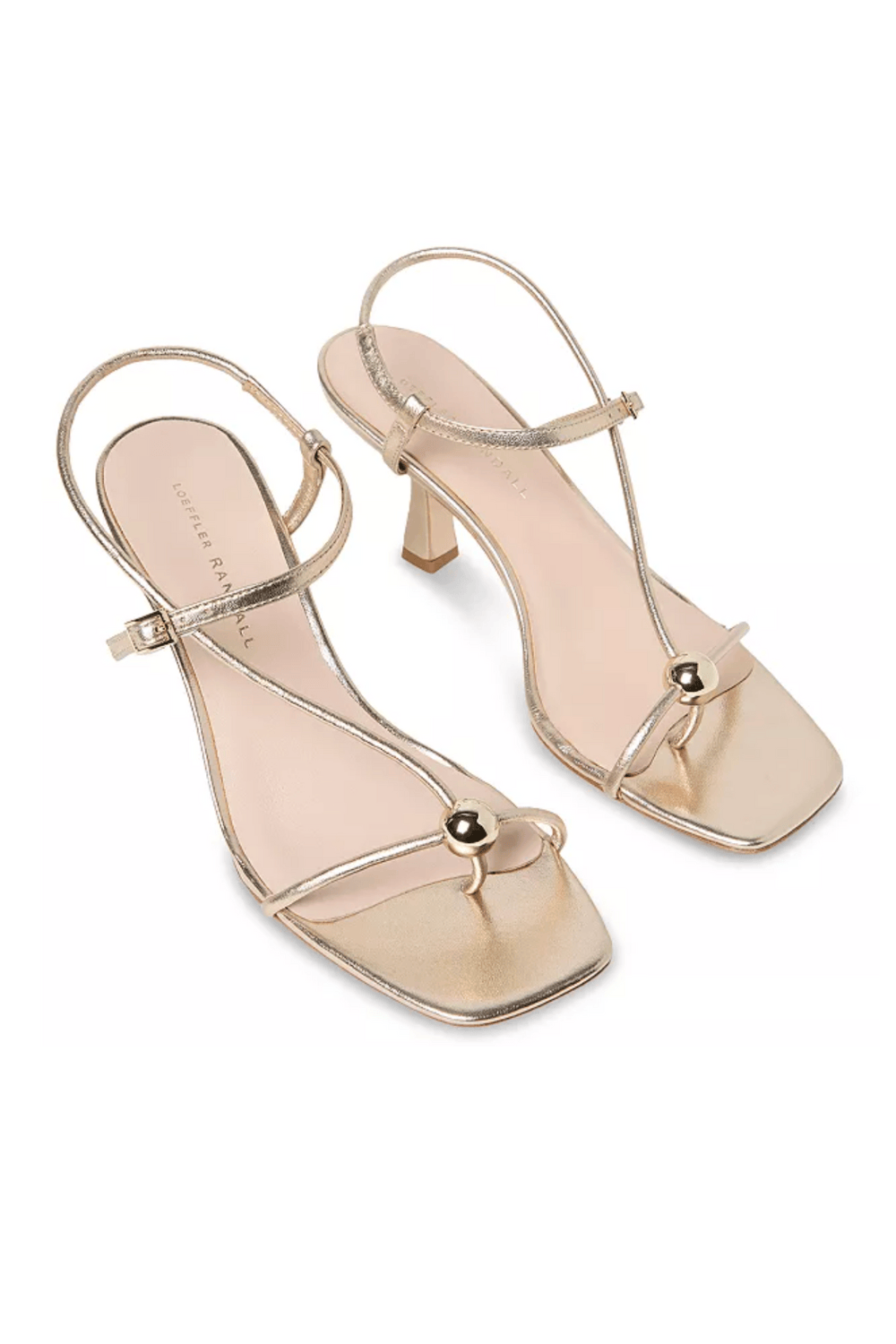 Loeffler Randall Triana Champagne Strappy Mid-Heel Sandal