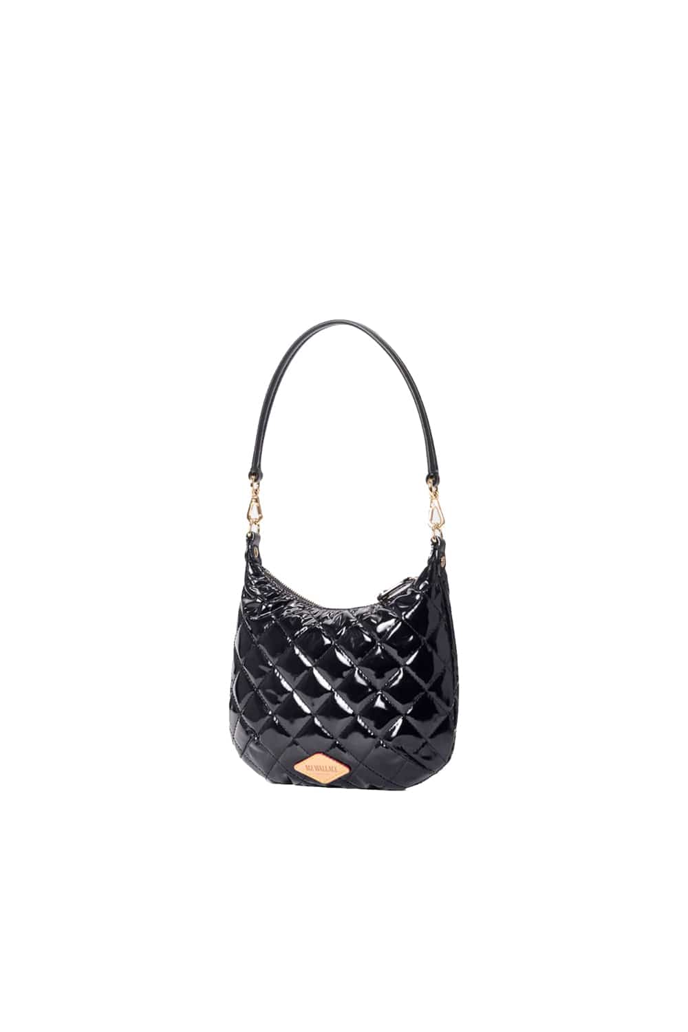 MZ Wallace Mini Crosby Sienna Black Lacquer Shoulder Bag