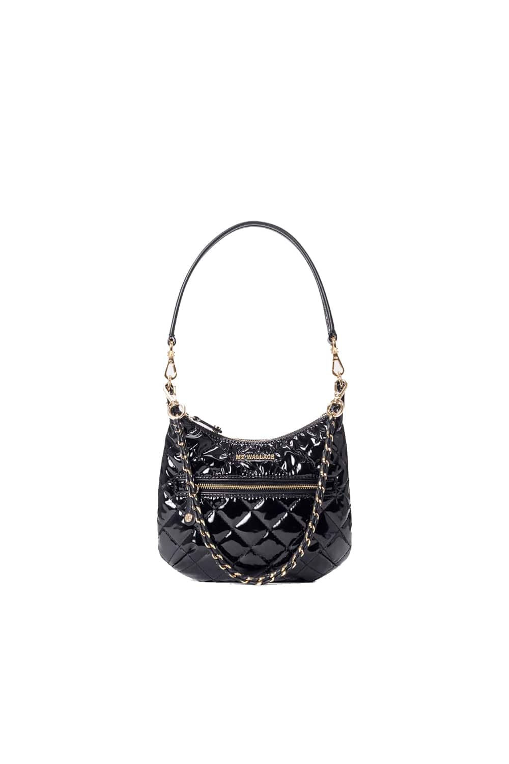 MZ Wallace Mini Crosby Sienna Black Lacquer Shoulder Bag