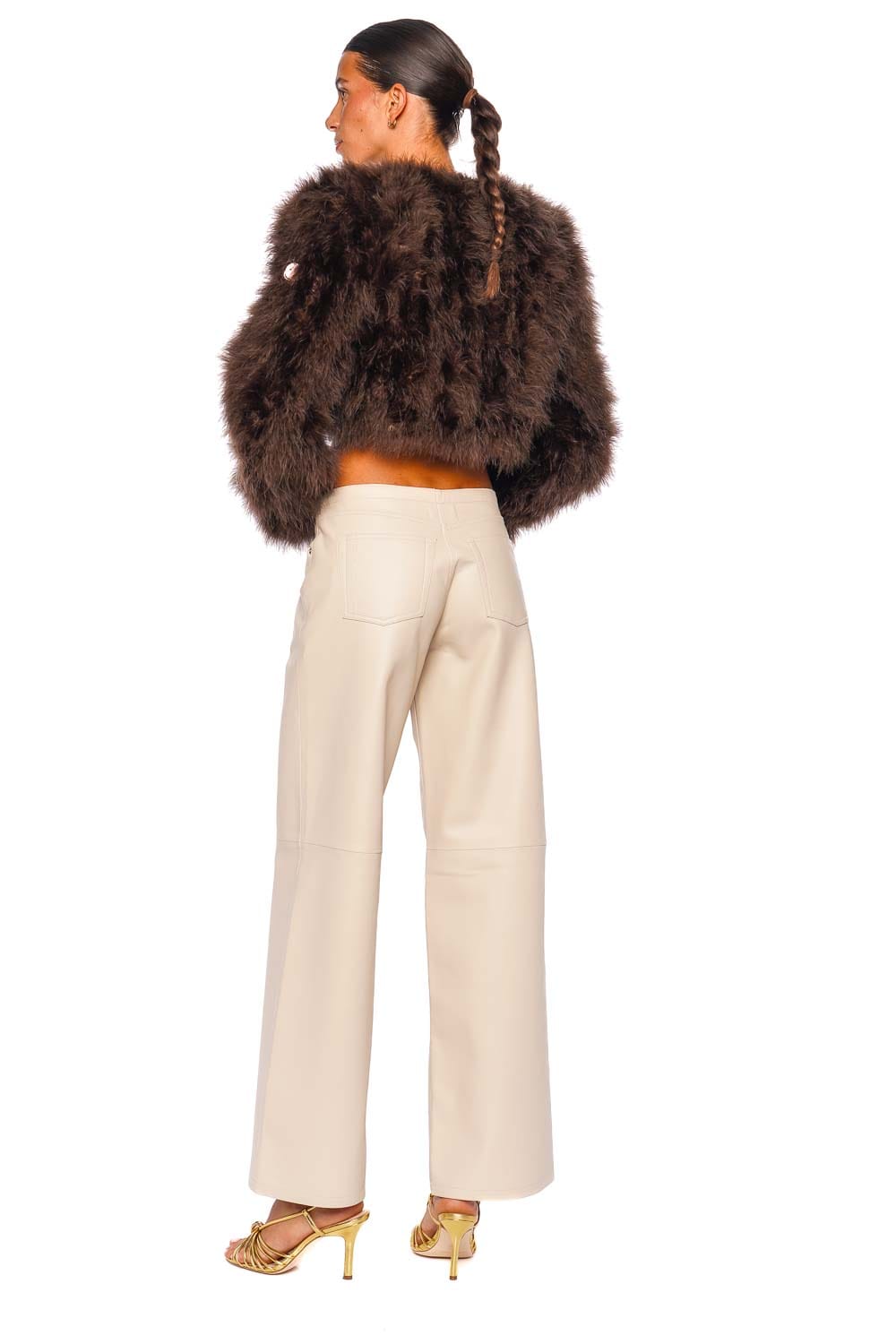 Bubish Manhattan Chocolate Feathered Crop Jacket
