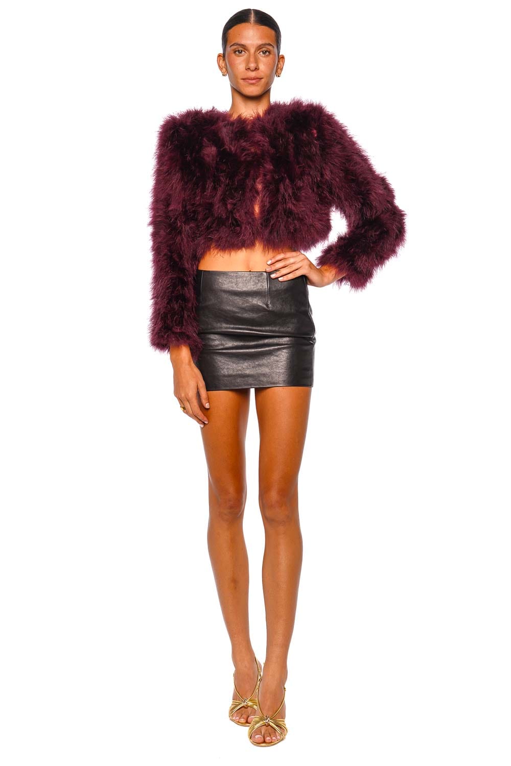 Bubish Manhattan Wine Feathered Crop Jacket