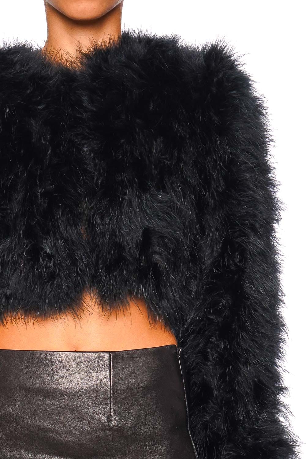 Bubish Manhattan Black Feathered Crop Jacket