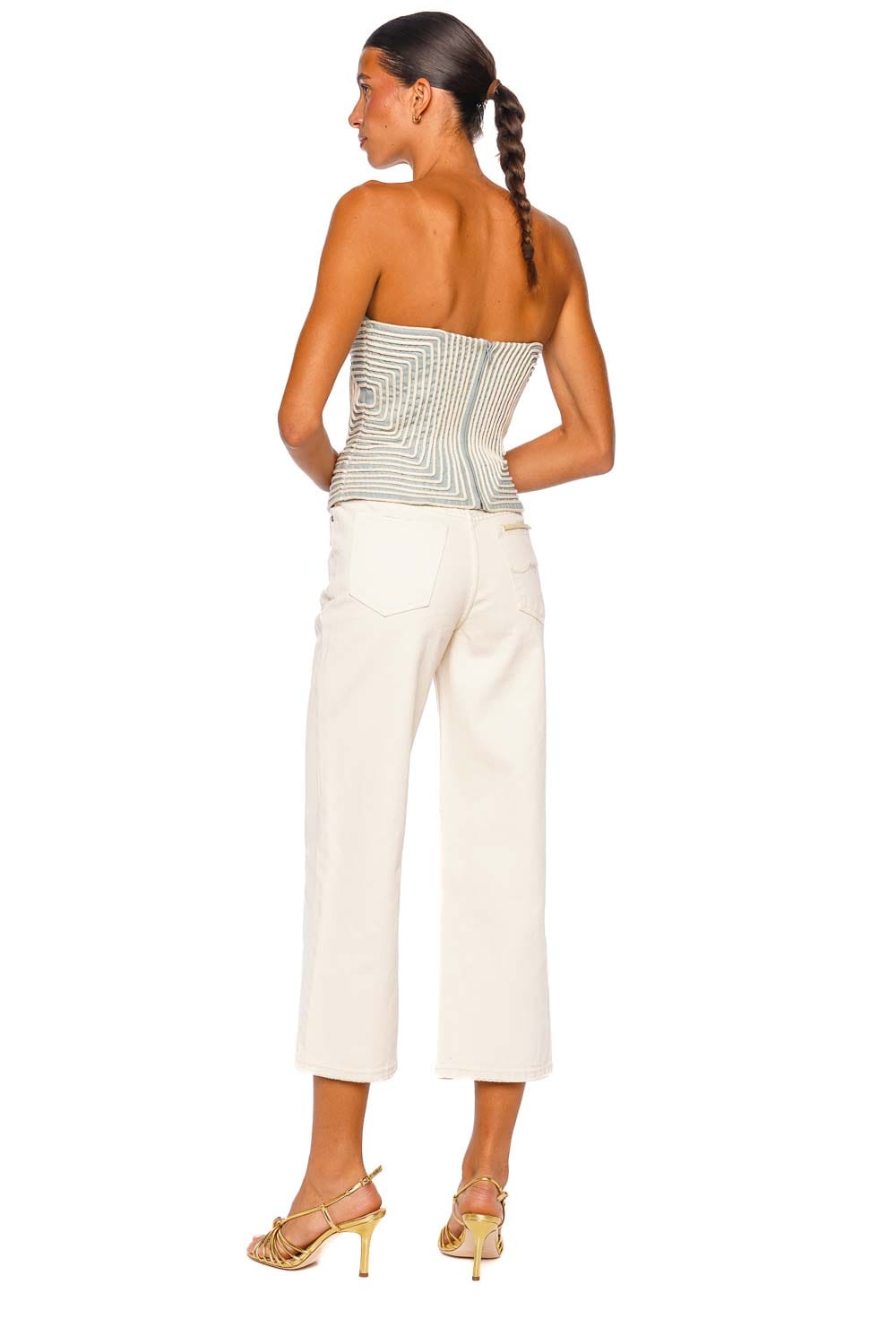 Andres Otalora Nyota Alma Embroidered Strapless Top