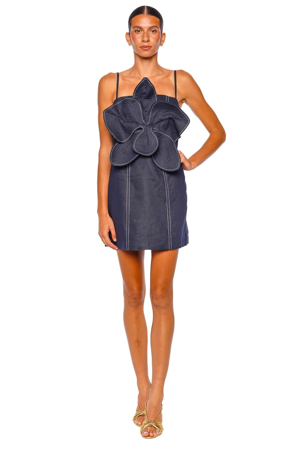 Andres Otalora Donde Nace Floral Applique Mini Dress