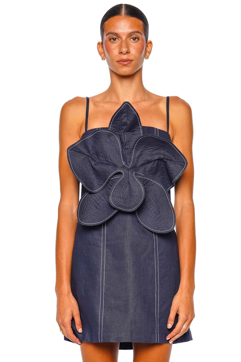 Andres Otalora Donde Nace Floral Applique Mini Dress