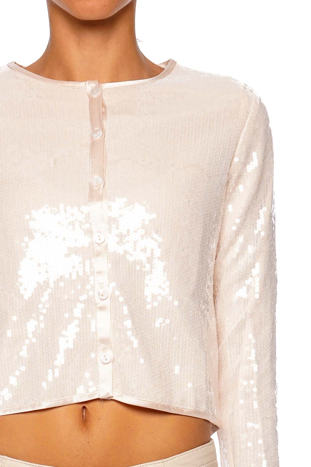 Bubish Nadine Pale Pink Long Sleeve Sequin Top
