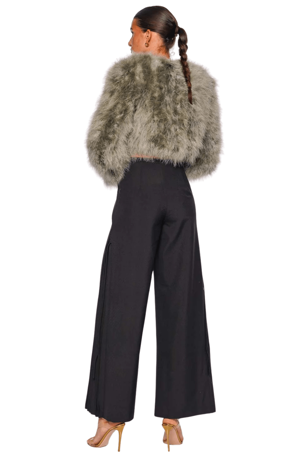 Bubish Manhattan Sage Feather Cropped Jacket