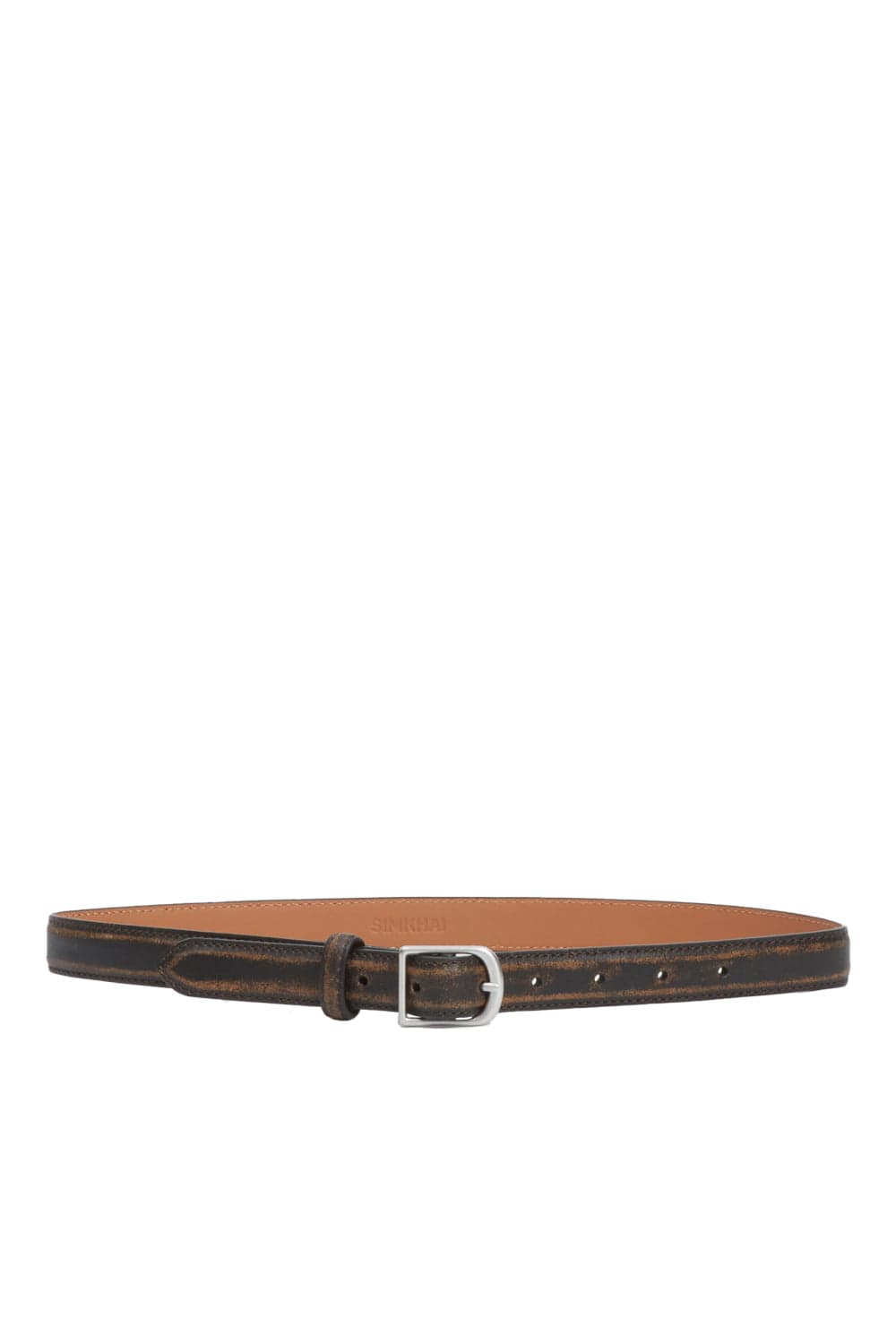 SIMKHAI Charlie Distressed Chocolate Leather Waist Belt