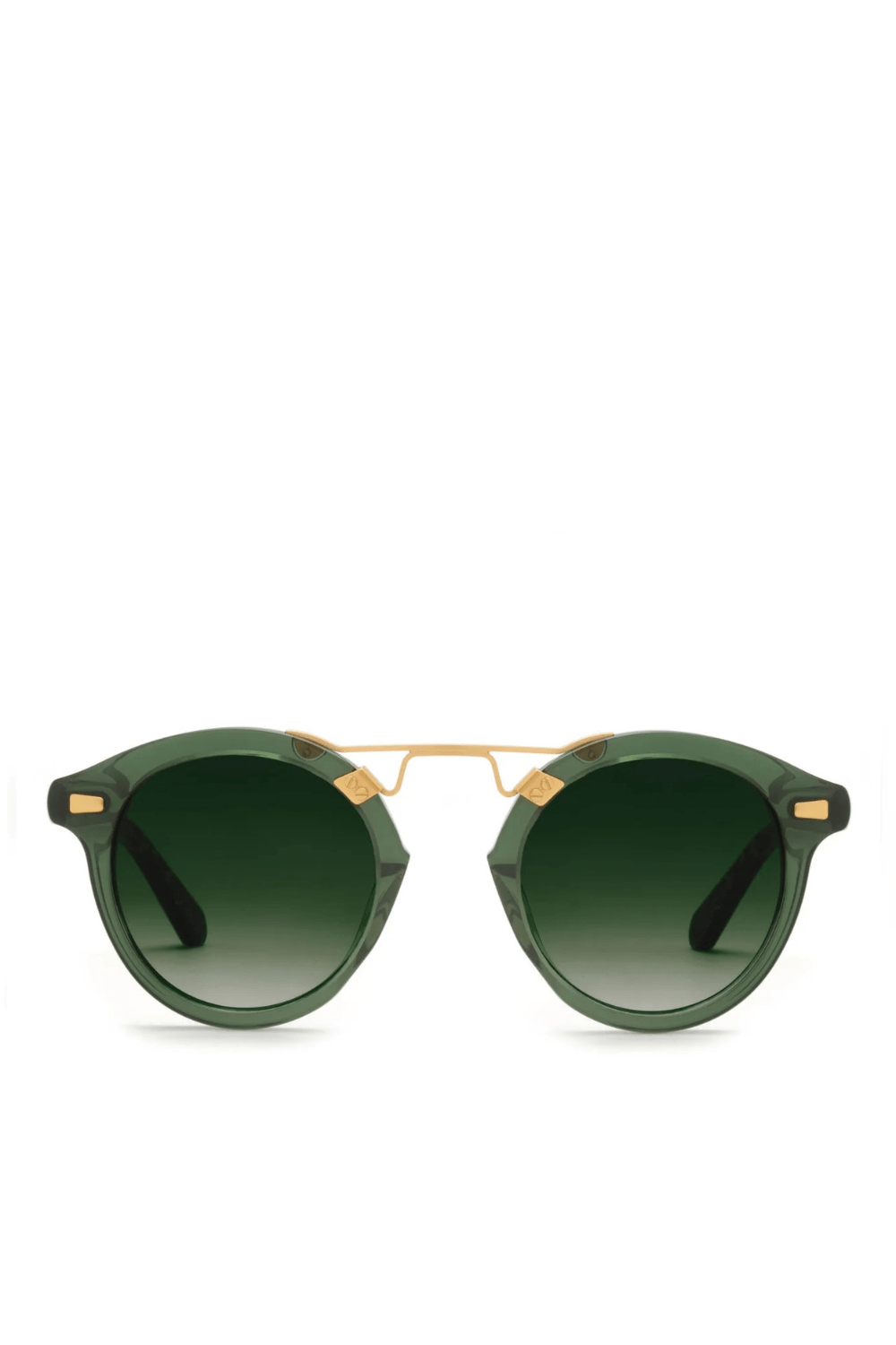 KREWE Bottle Green Round Sunglasses with 24K Gold Detail