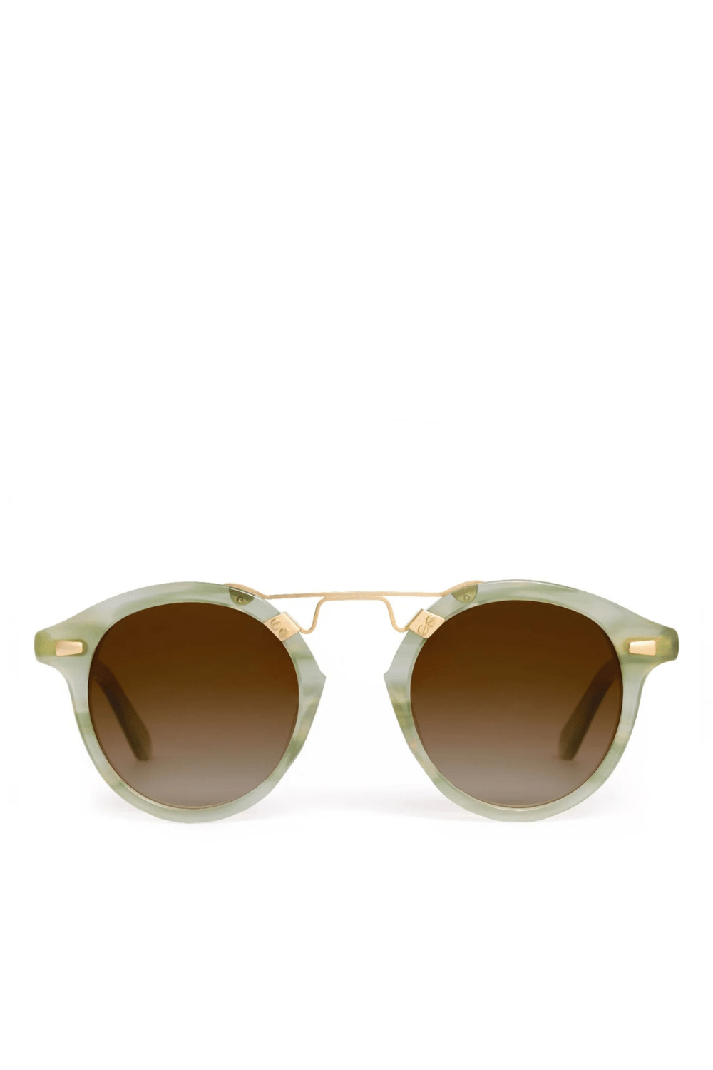 KREWE STL II Sunglasses Selene 18K Round Olive and Gold