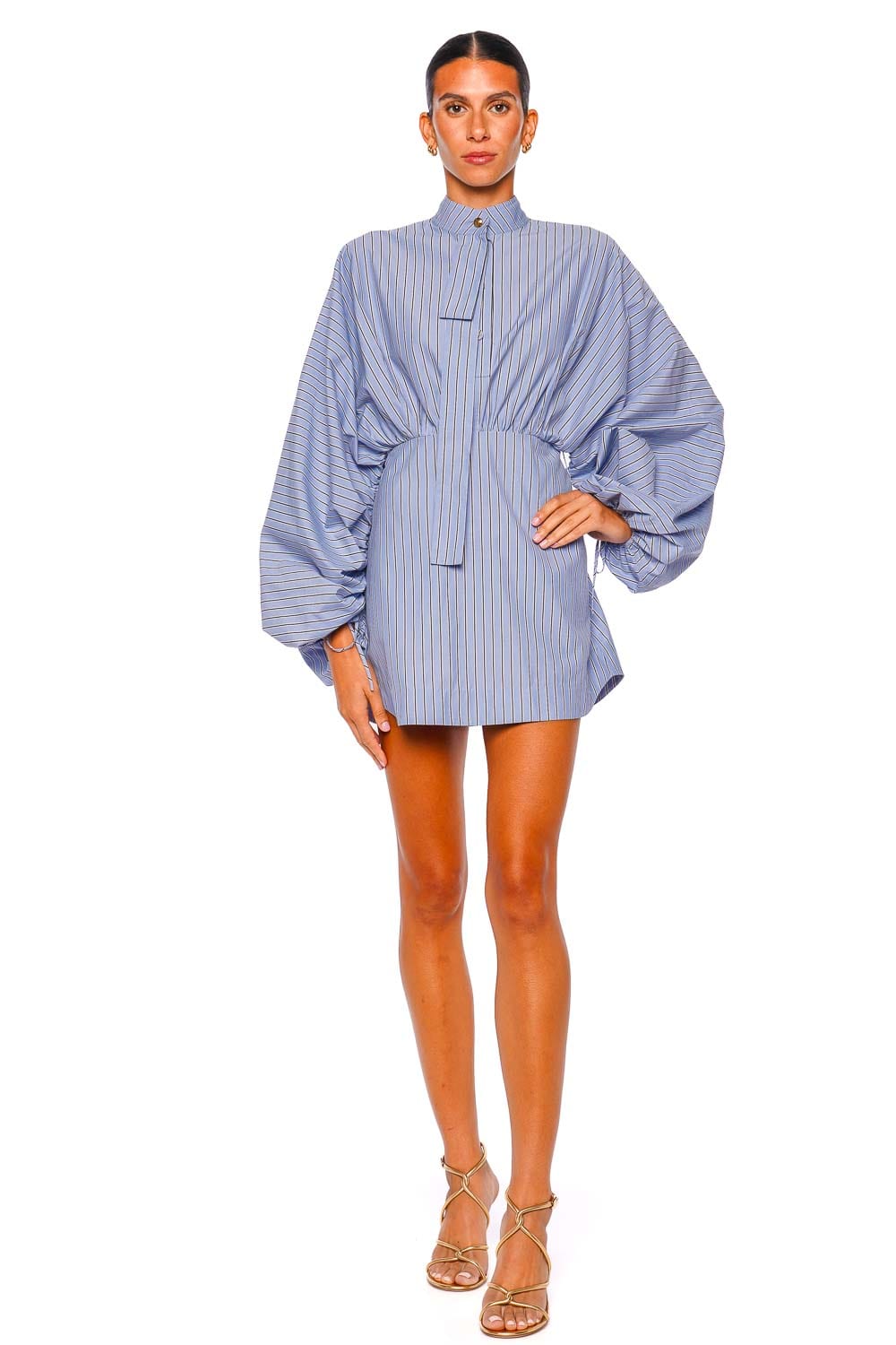 ZIMMERMANN Drawstring Hydrangea Stripe Mini Dress