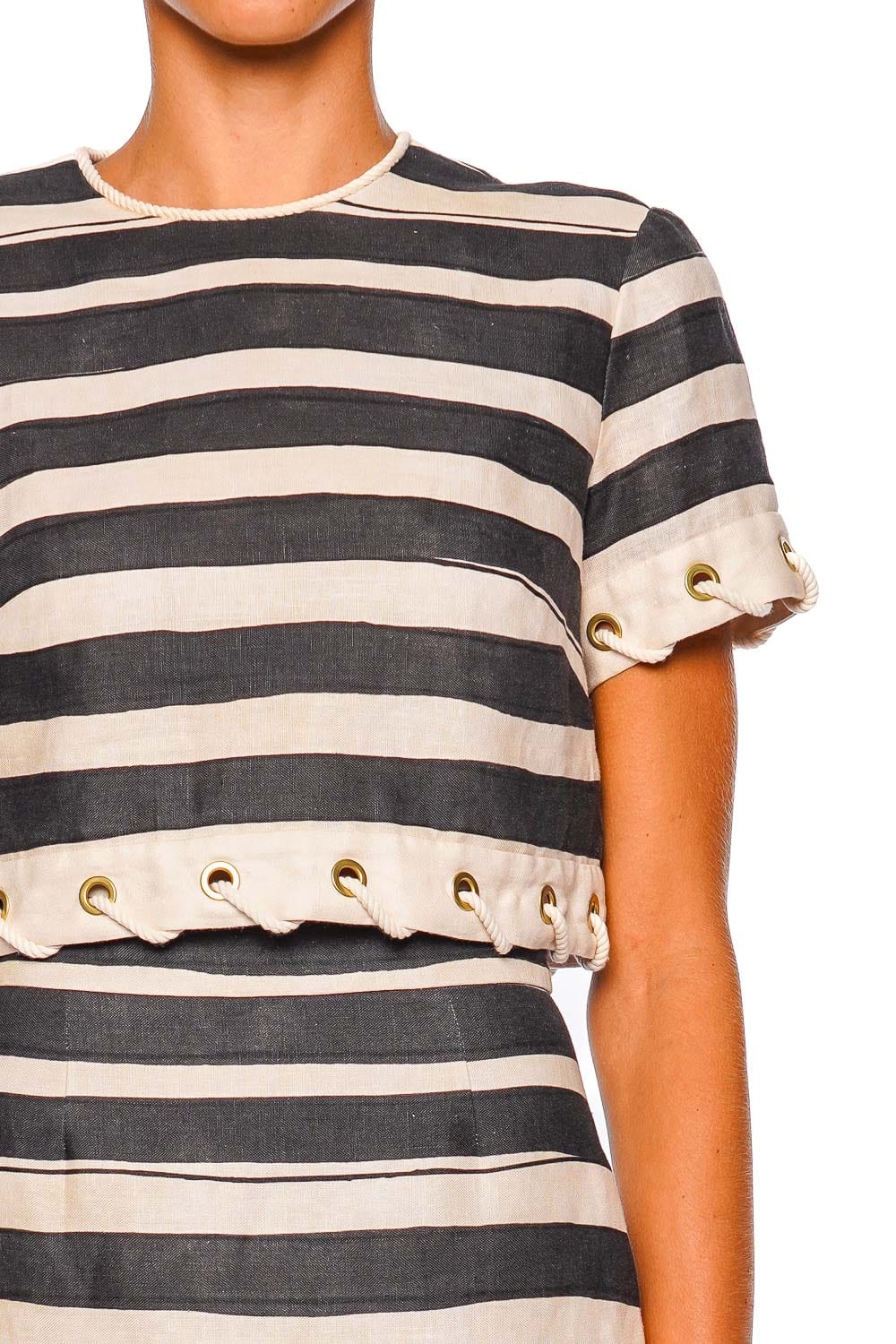 ZIMMERMANN Rebellion Stripe Rope Trim Linen Top