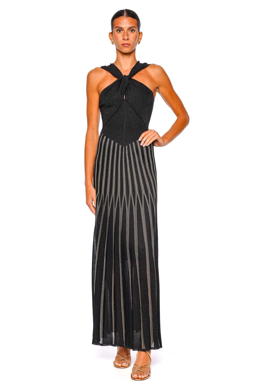 ZIMMERMANN Rebellion Striped Halter Knit Maxi Dress