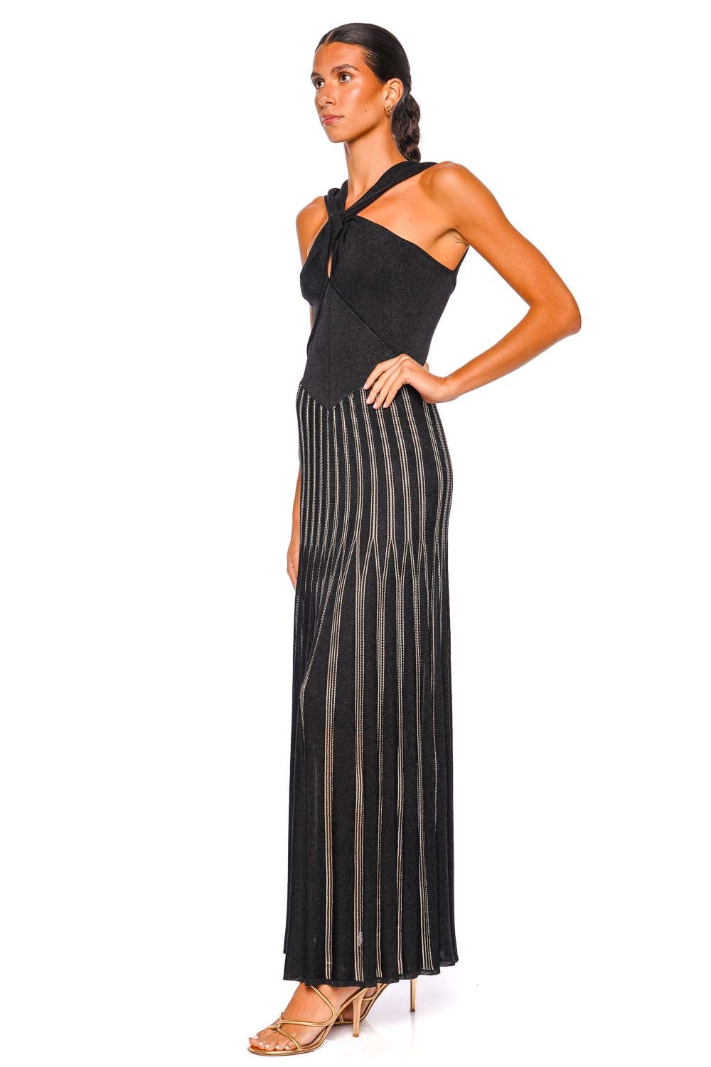 ZIMMERMANN Rebellion Striped Halter Knit Maxi Dress