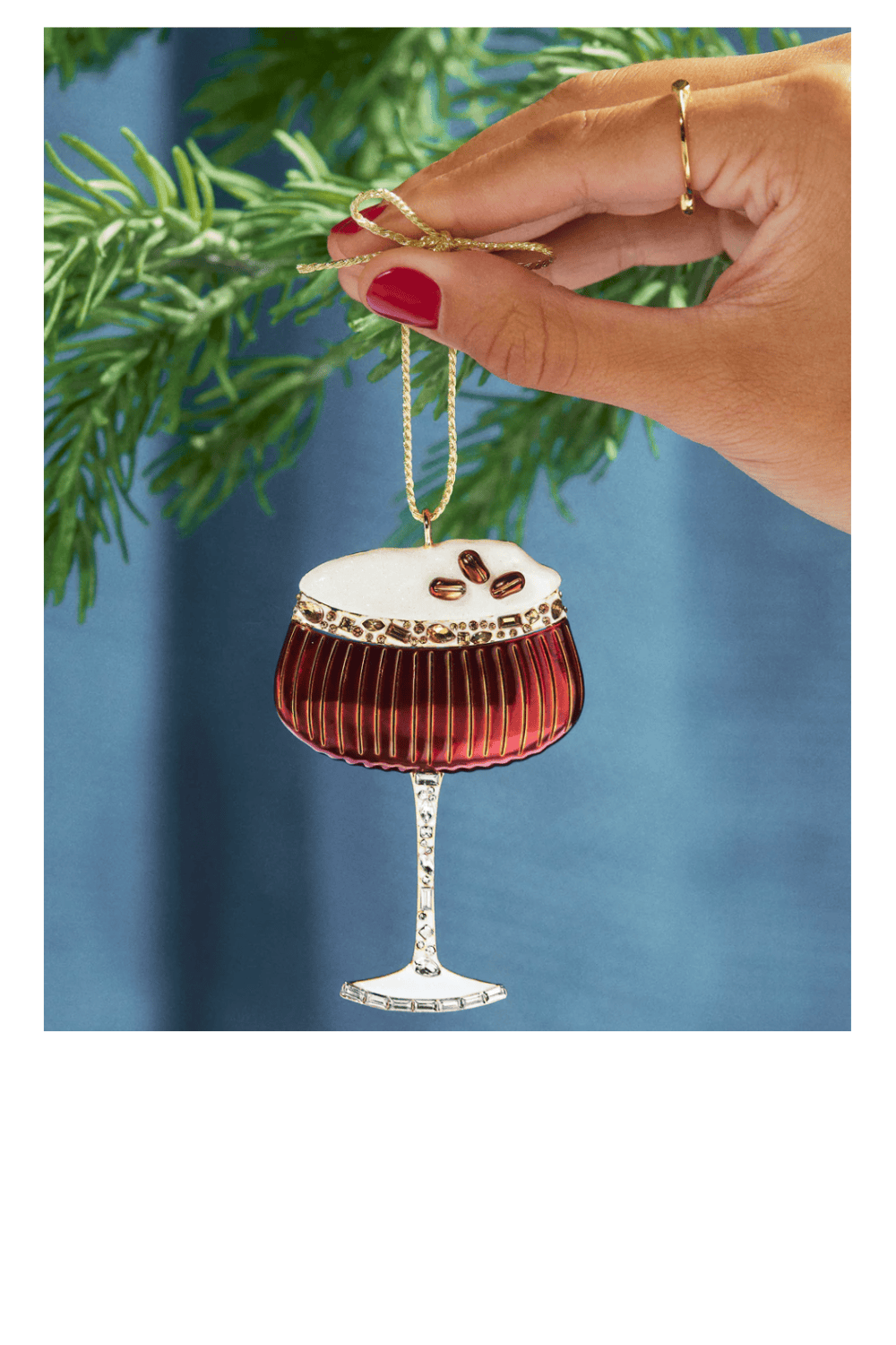 BaubleBar Espresso Your Joy Brown Gold Cocktail Ornament