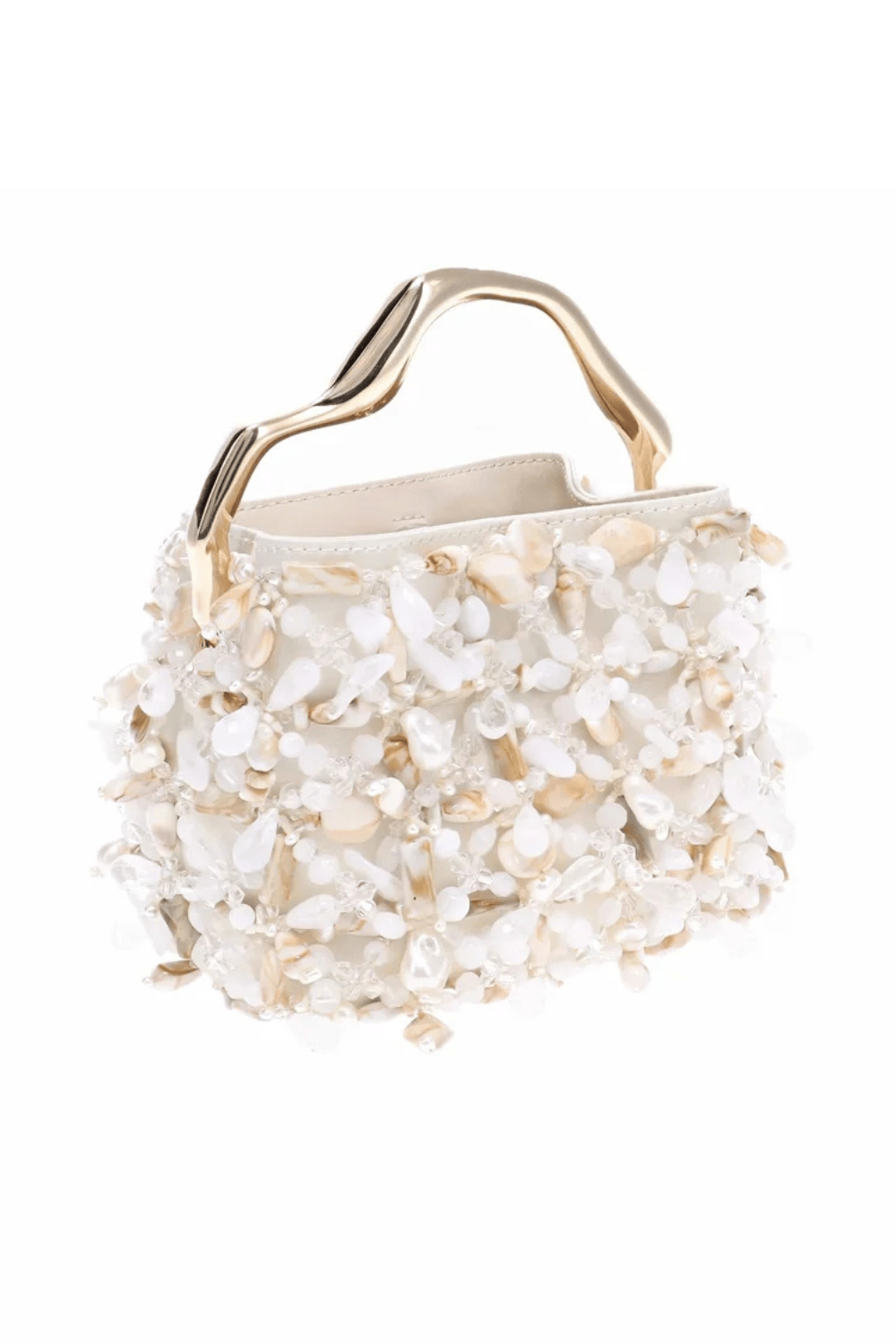 Cult Gaia Solene Mini Off White Embellished Top Handle Bag
