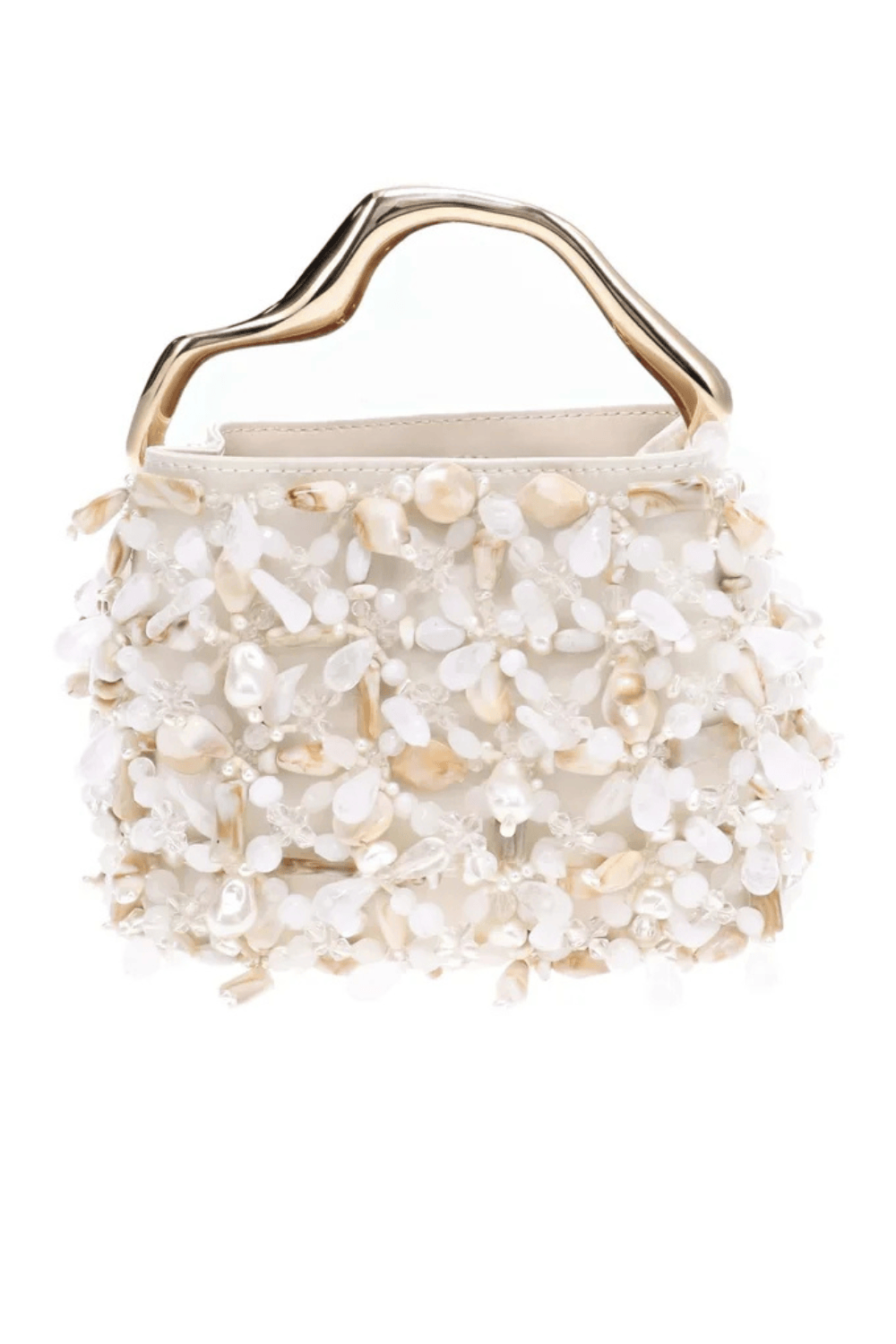 Cult Gaia Solene Mini Off White Embellished Top Handle Bag