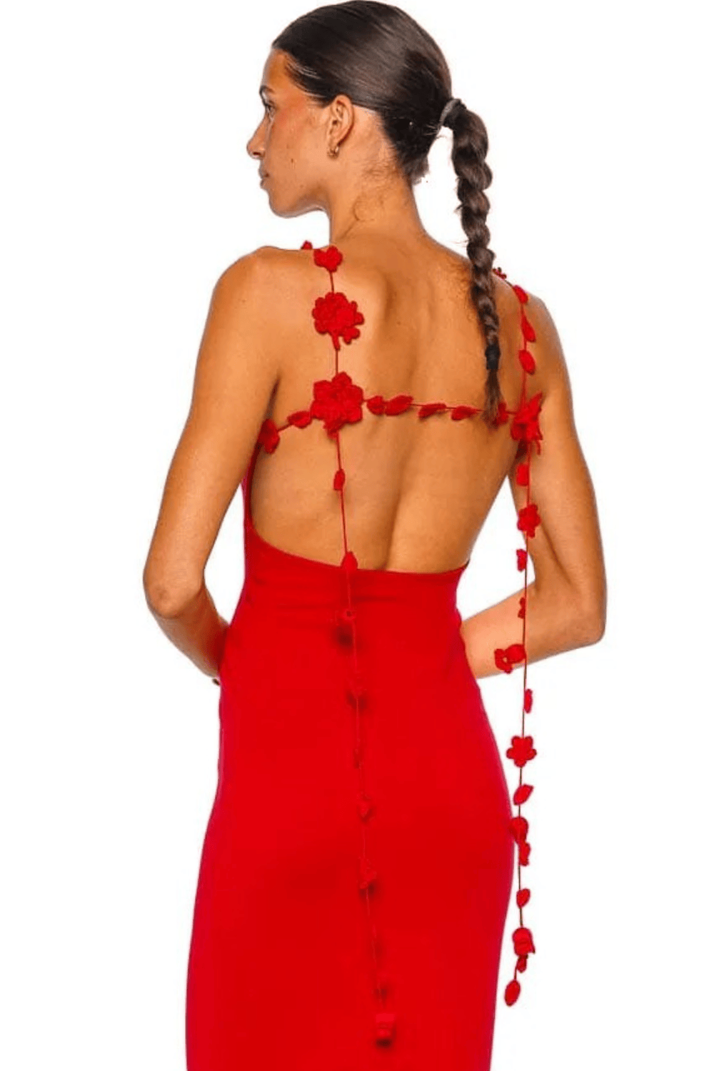 Cult Gaia Giuliana Vermillion Floral Knit Midi Dress