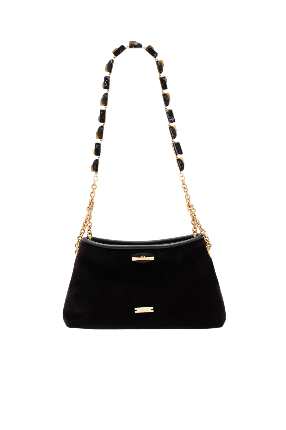 Kiraz Mini Black Velvet Shoulder Bag