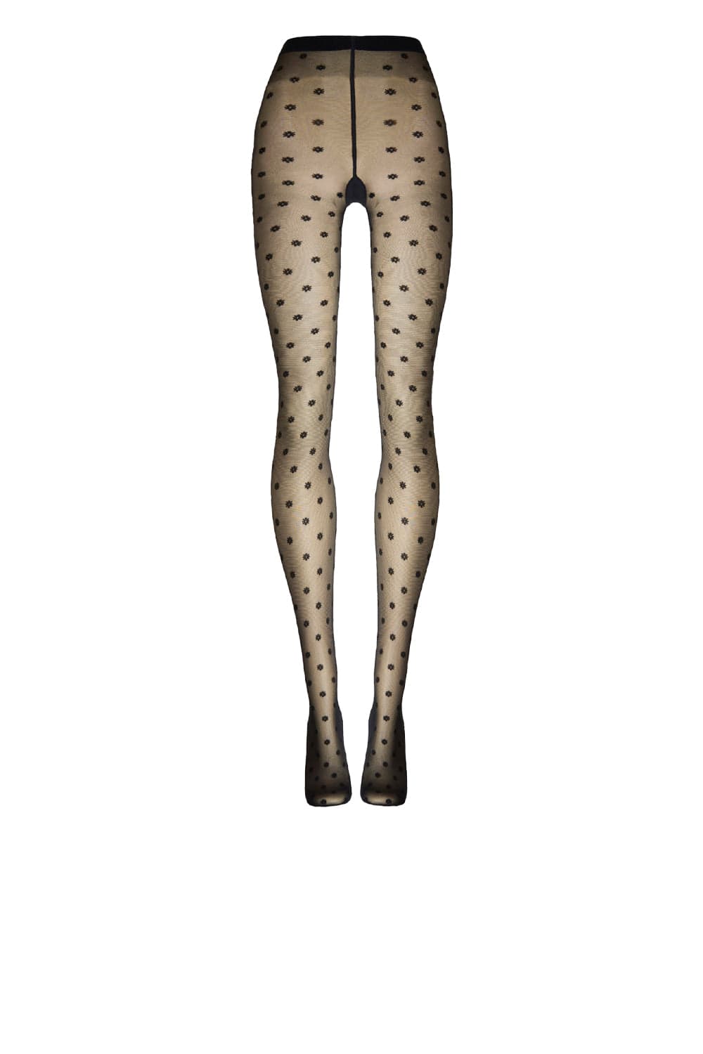 Wolford Daisy Patterned Black Sheer Tights