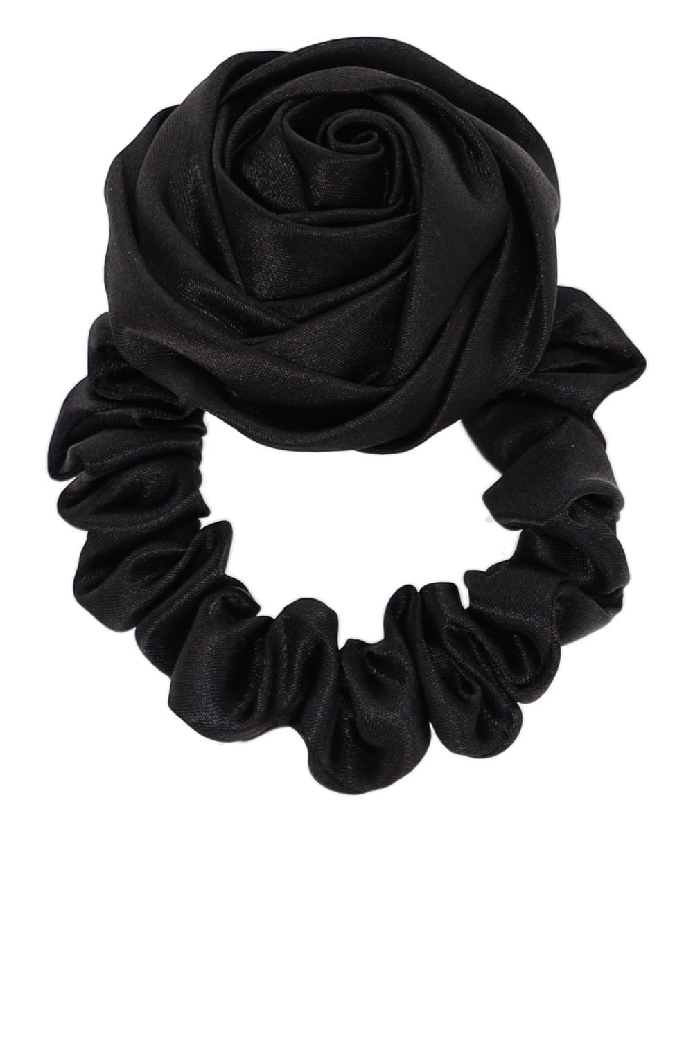 EMI JAY Noir Rosette Floral Satin Scrunchie