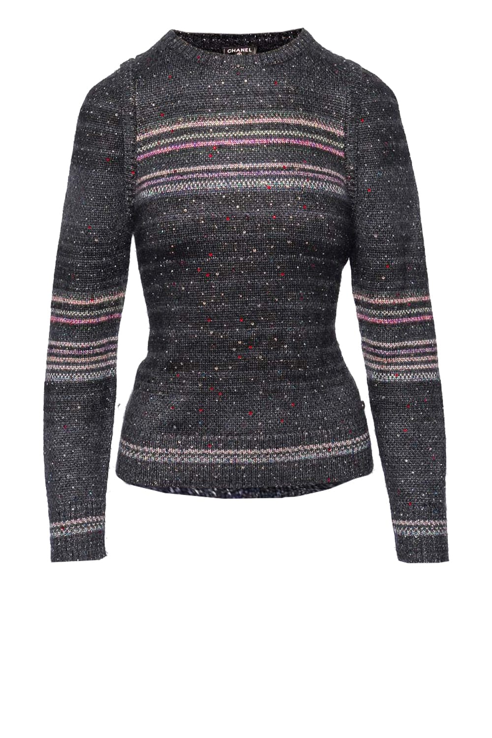 Lola's Closet Chanel FW 2018 Navy Embellished Cashmere Sweater