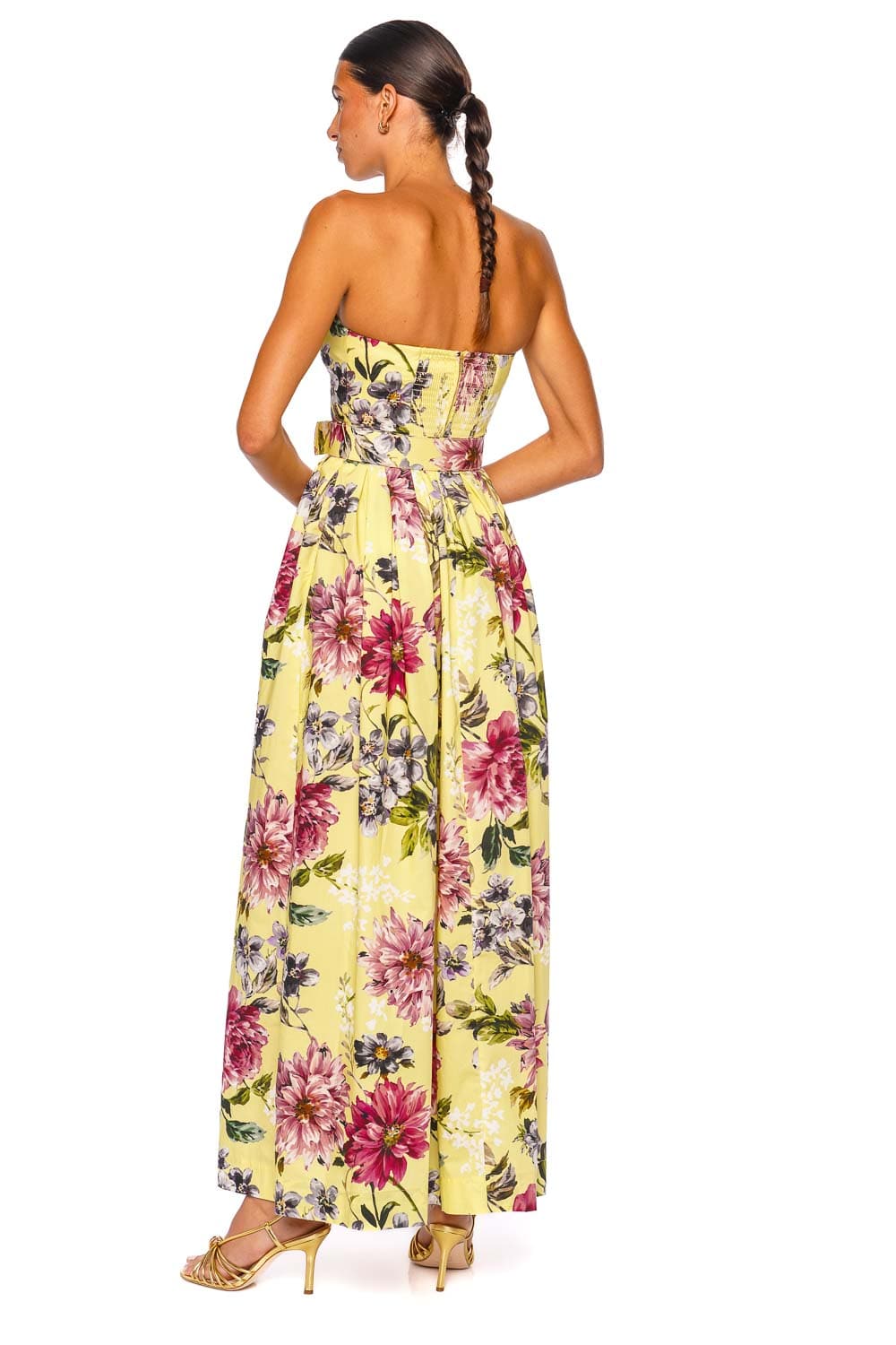 Cara Cara Greenfield Lemon Bloom Strapless Maxi Dress