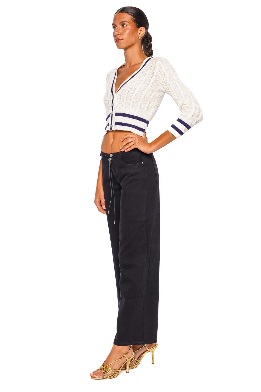 LoveShackFancy Evabella Seaspray Ivory Long Sleeve Cropped Cardigan