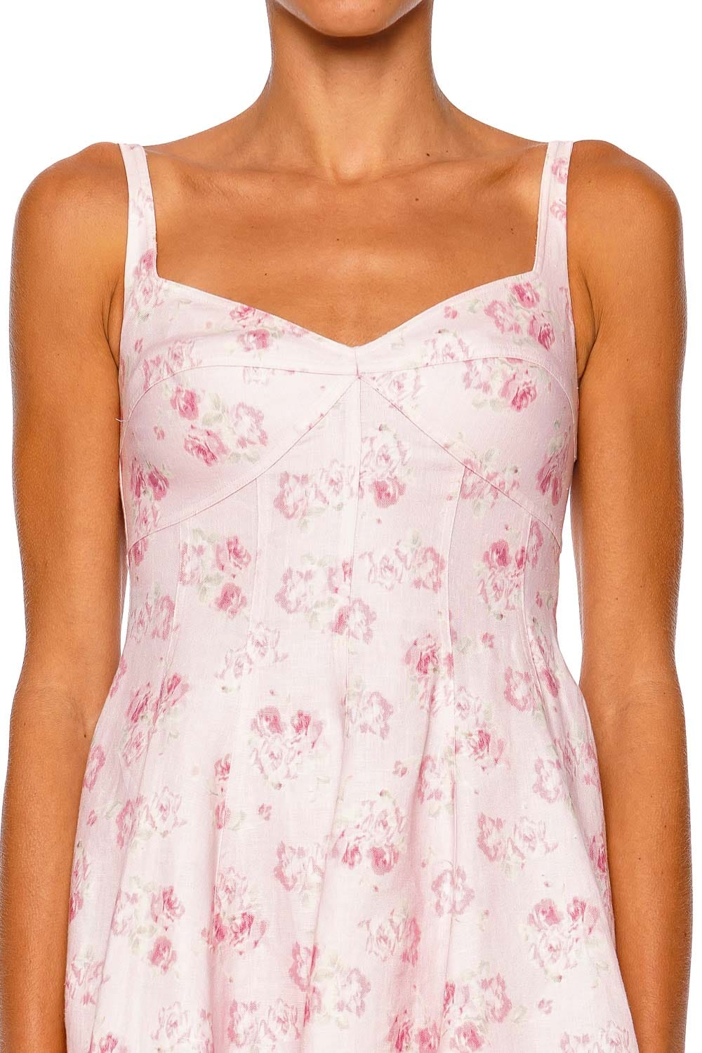 LoveShackFancy Nabi Dress Seaport Pink Floral Strap Mini Dress