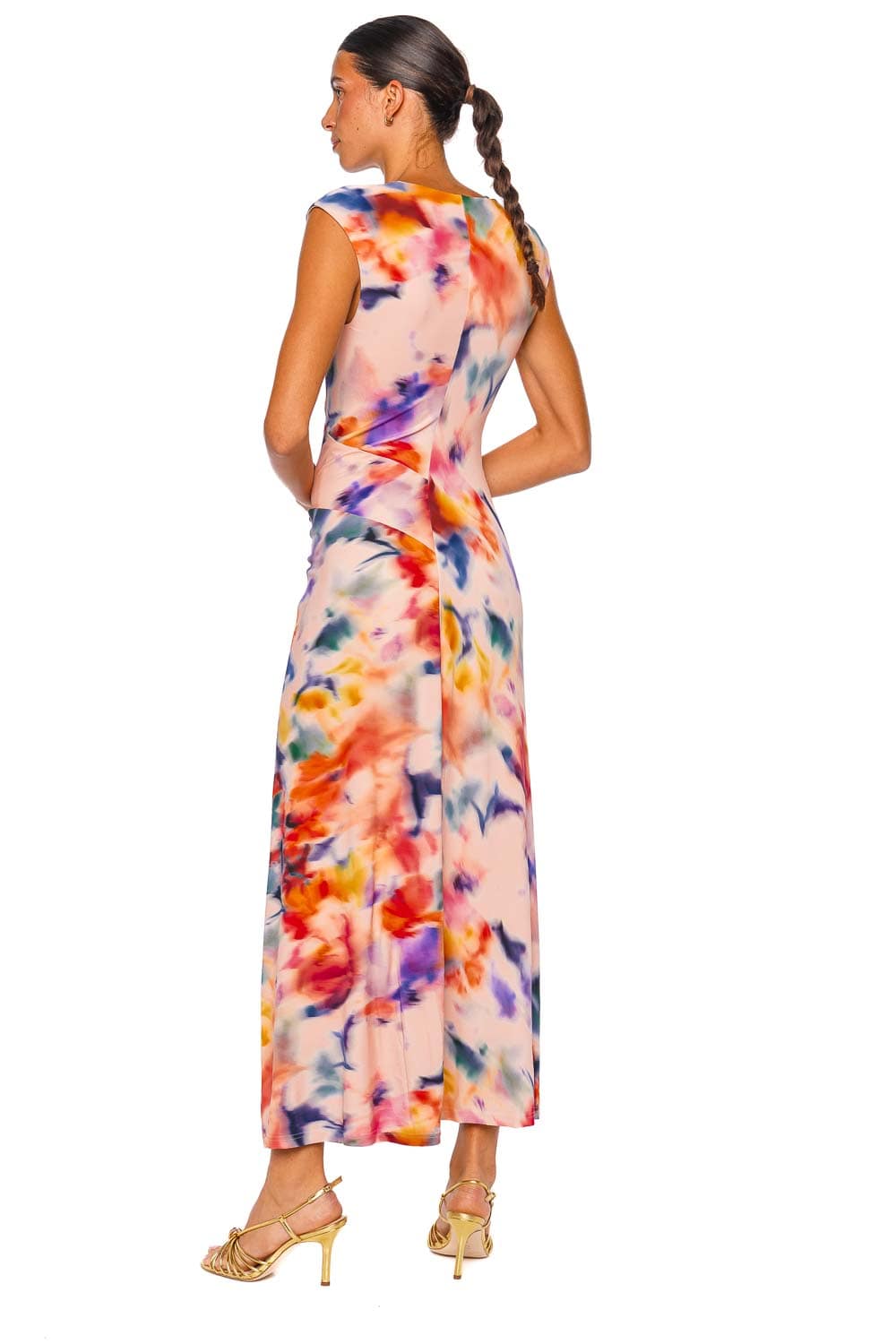 SIMKHAI Acacia Daisy Draped Jersey Midi Dress