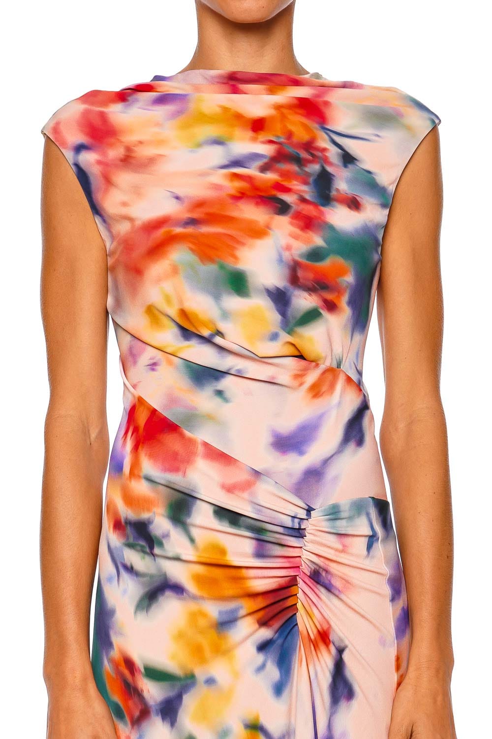 SIMKHAI Acacia Daisy Draped Jersey Midi Dress