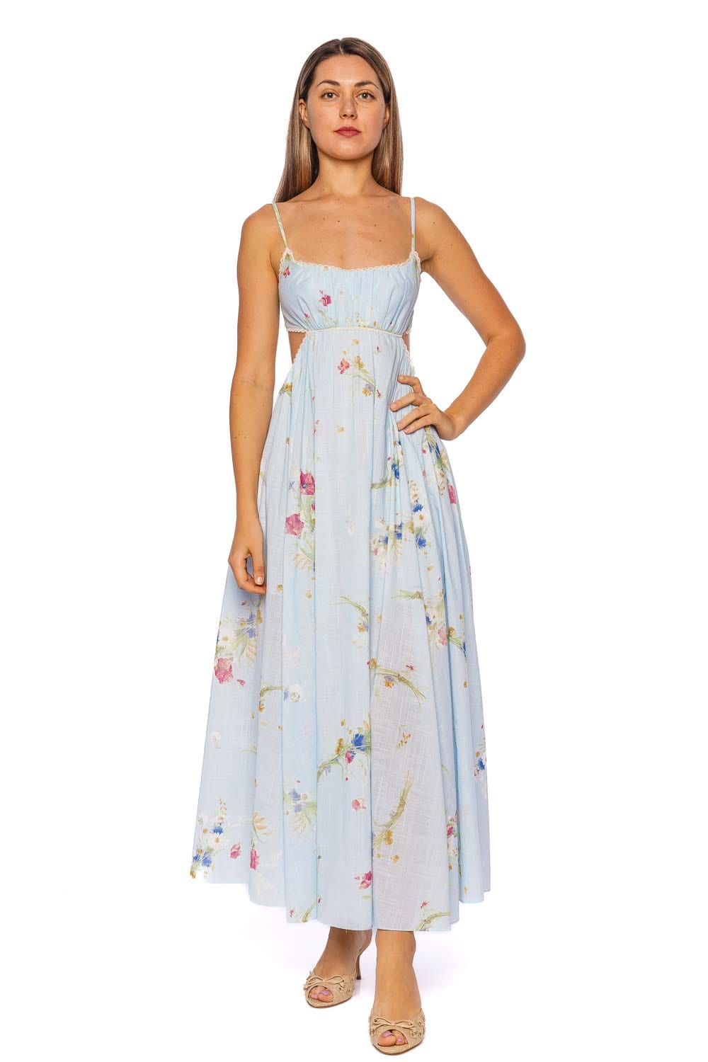 ZIMMERMANN Lucky Blue Bouquet Floral Picnic Maxi Dress