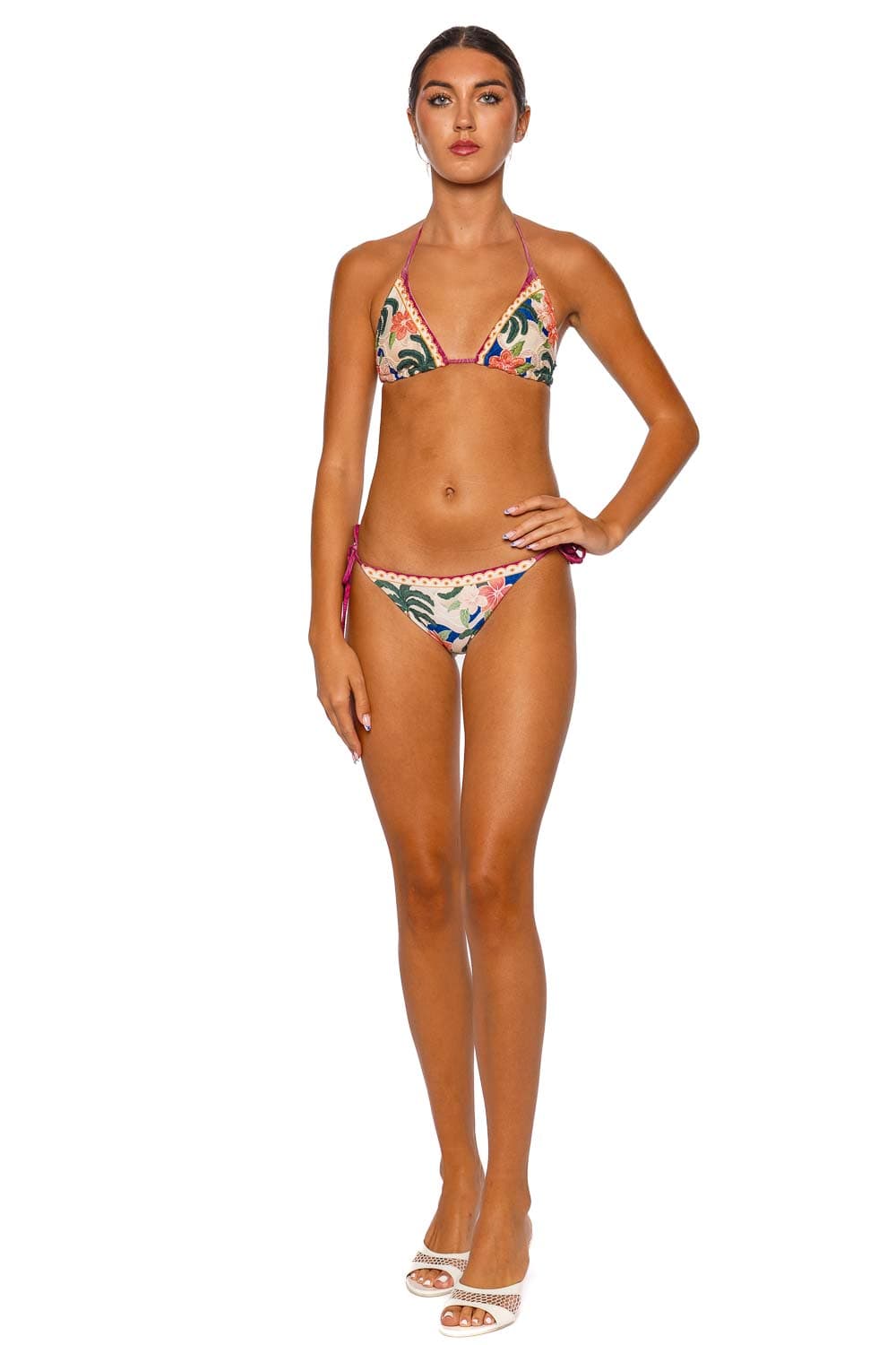 Agua Bendita Lolita Thamar Embroidered Halter Bikini Top