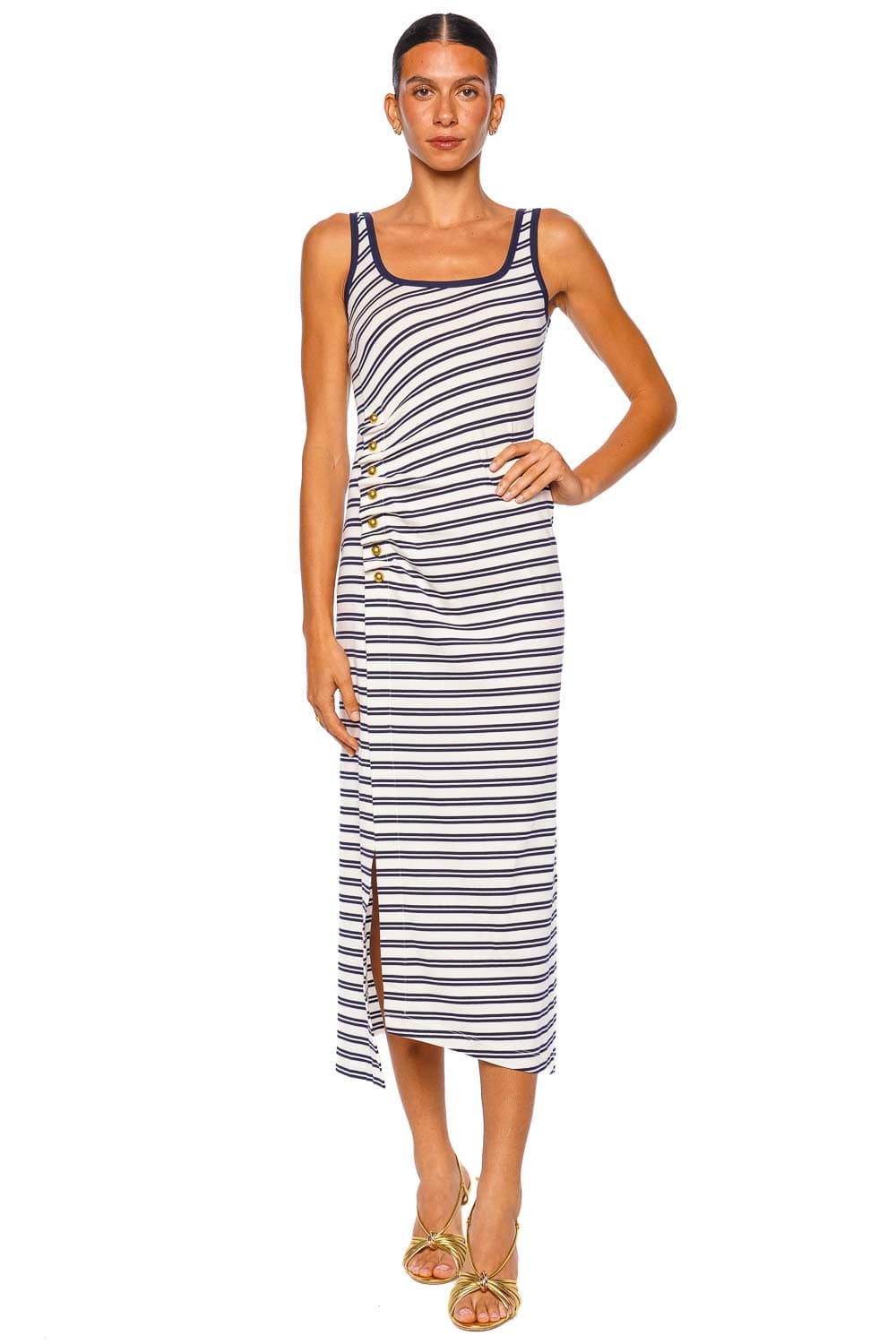 SIMKHAI Becker Midnight Stripe Jersey Midi Dress