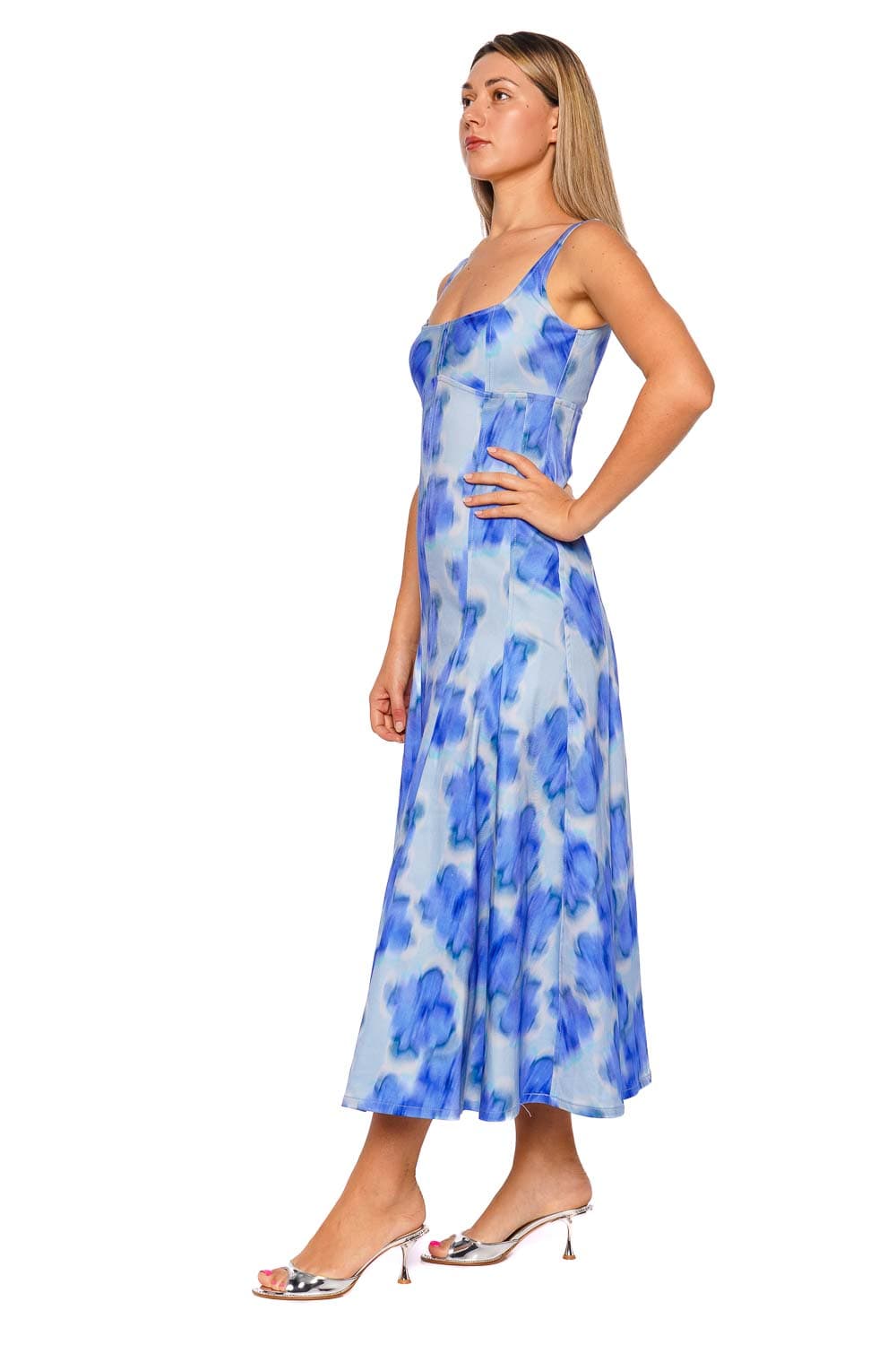 CLEA Charlie Pleated Floral Cotton Twill Midi Dress