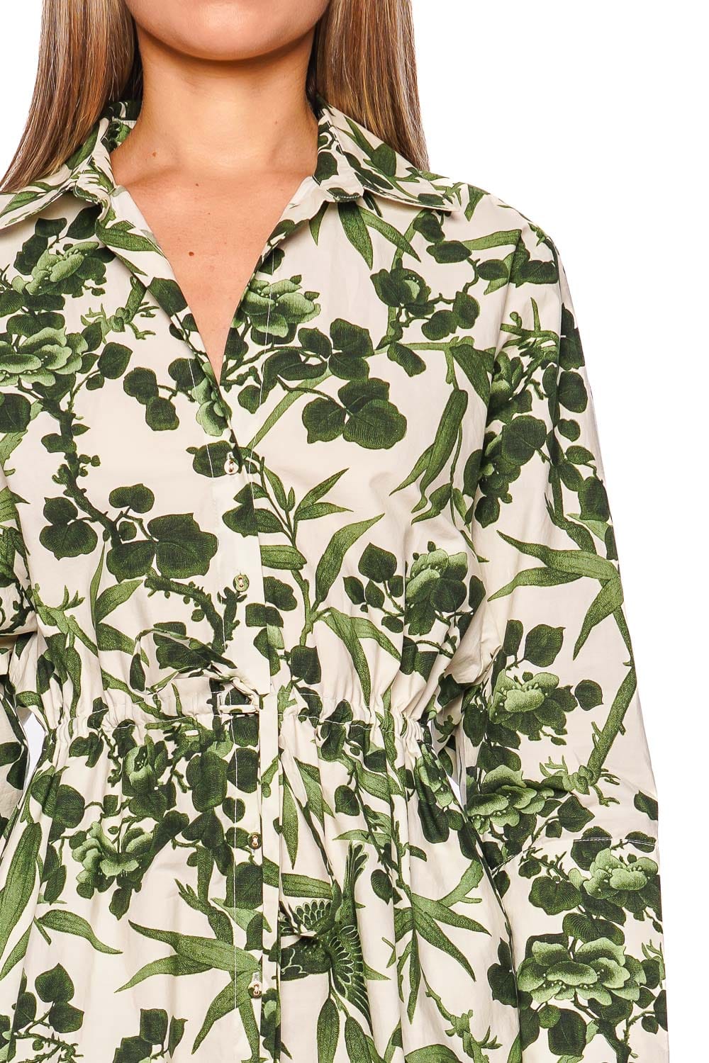 Cara Cara Colette Toile Green Long Sleeve Shirtdress