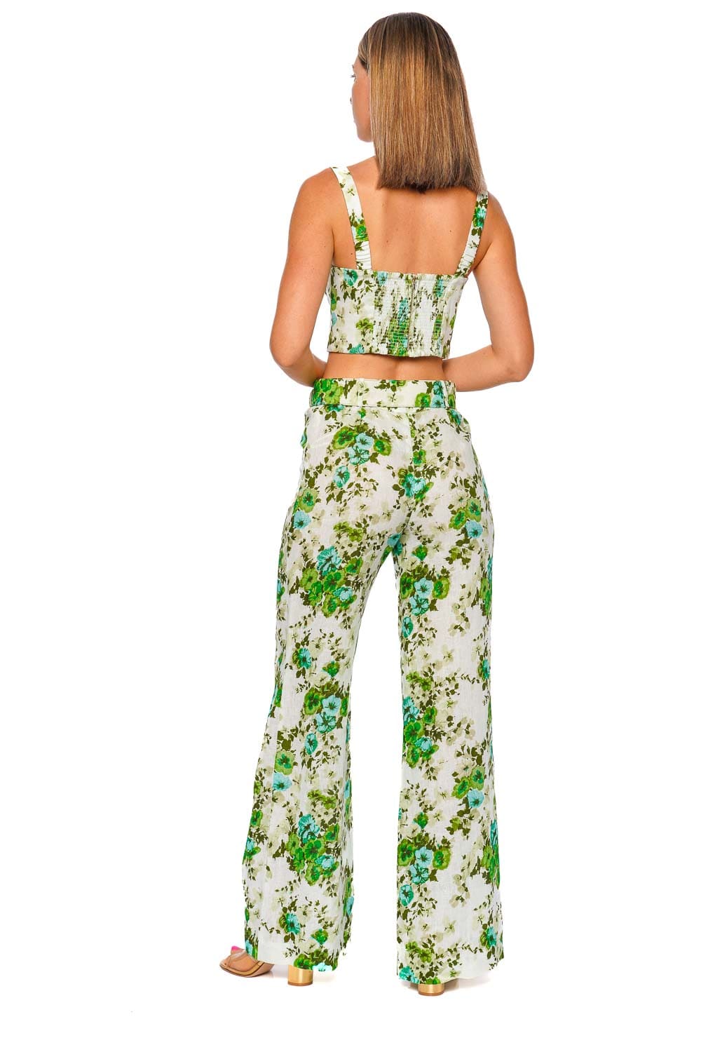 Cara Cara Claudine Mint Floral Top with Wide Straps