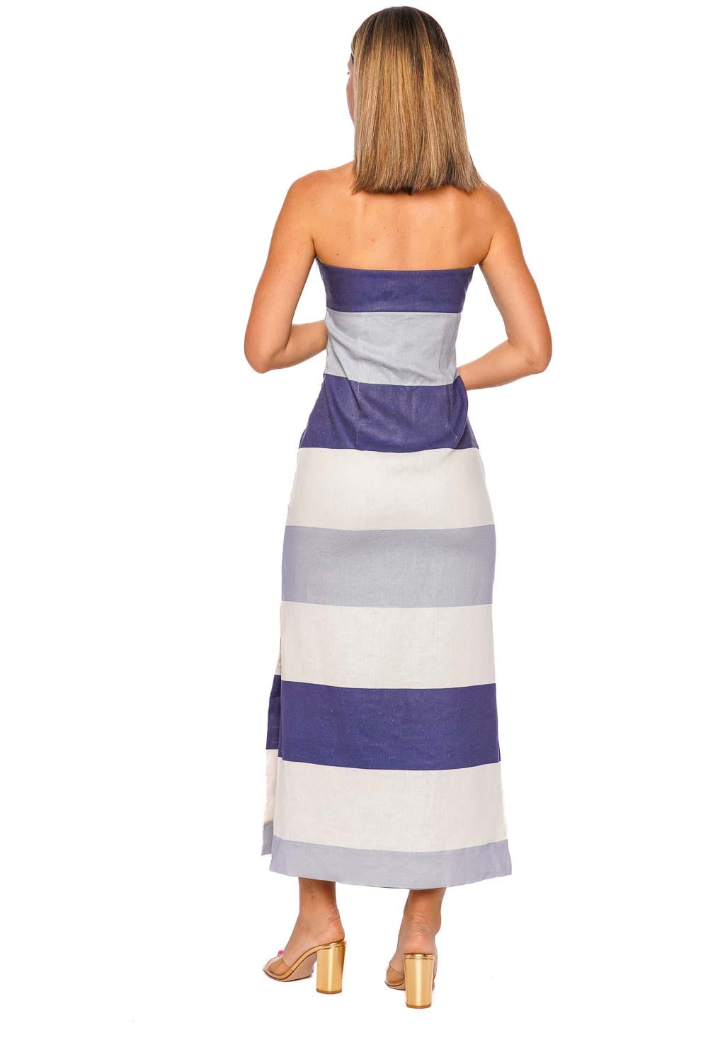 Andres Otalora Sono Veri Strapless Striped Maxi Dress