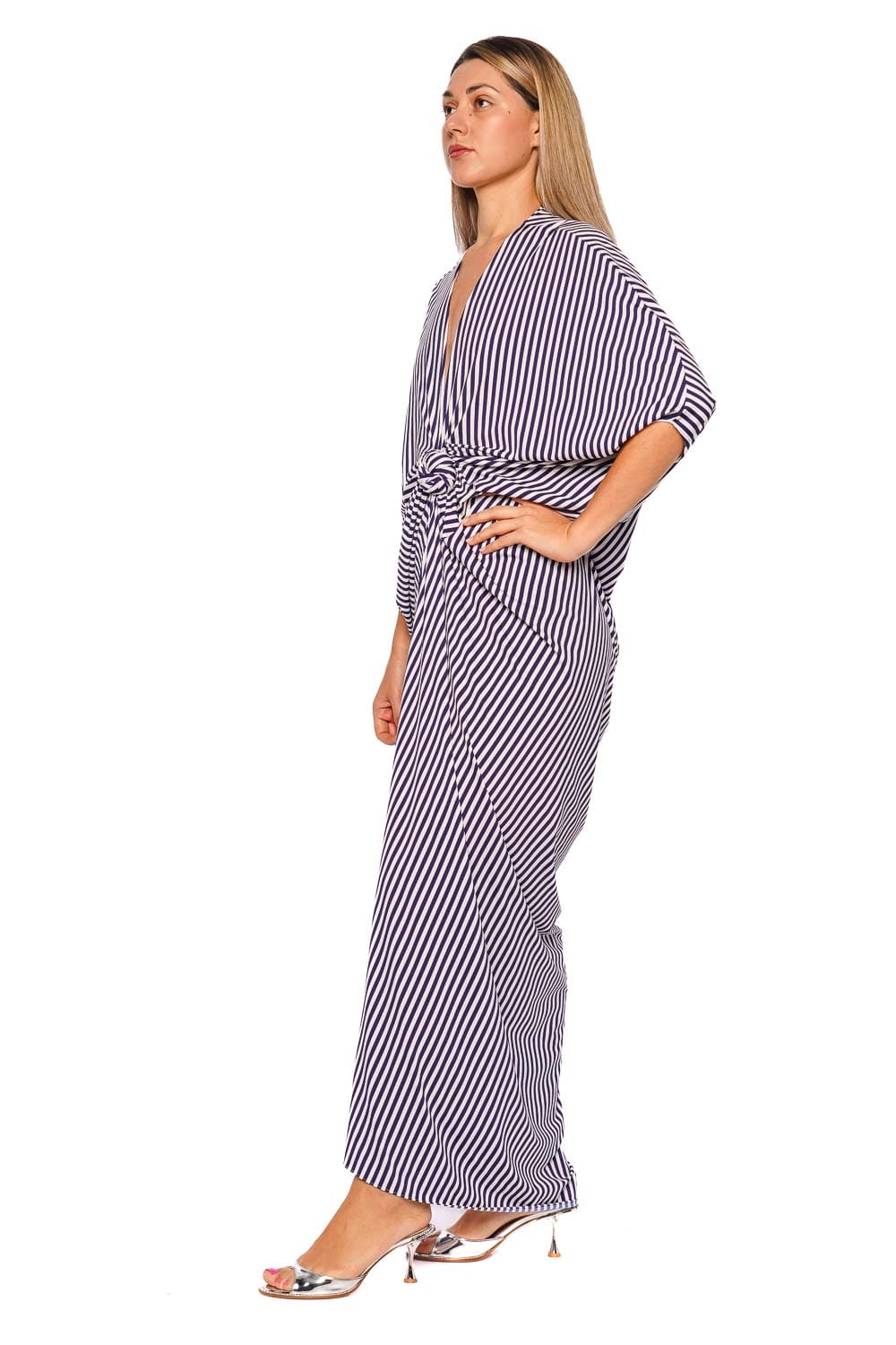 Silvia Tcherassi Fiore Striped Twist Tunic Maxi Dress