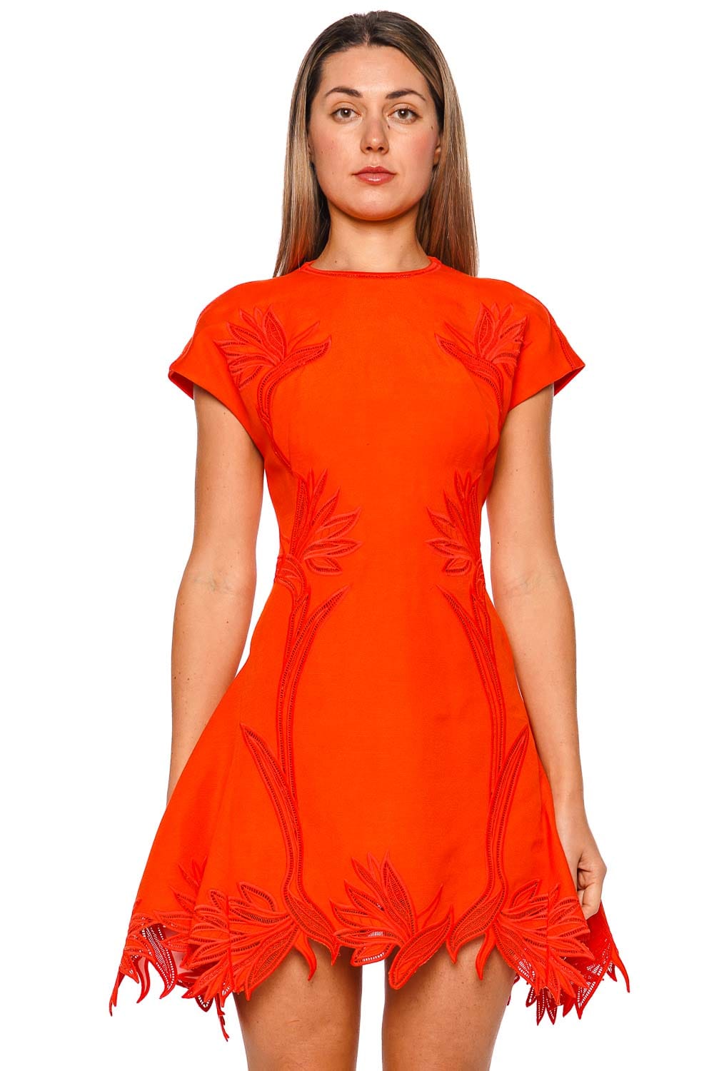 SIMKHAI Raquel Embroidered Short Sleeve Mini Dress