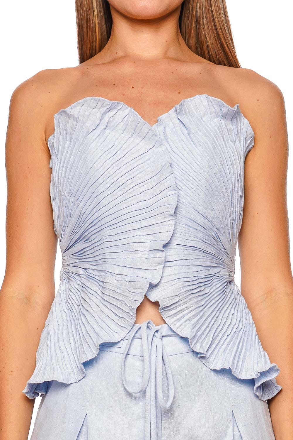 Andres Otalora De Tres Baby Blue Strapless Top