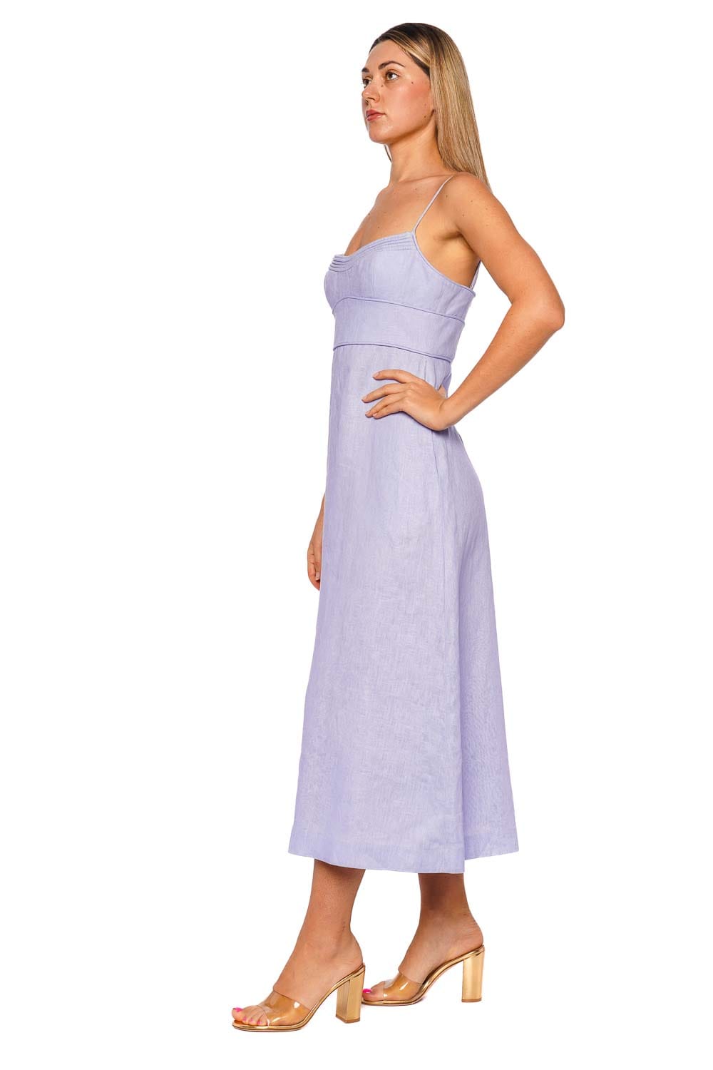 ZIMMERMANN Luna Sky Linen Midi Dress