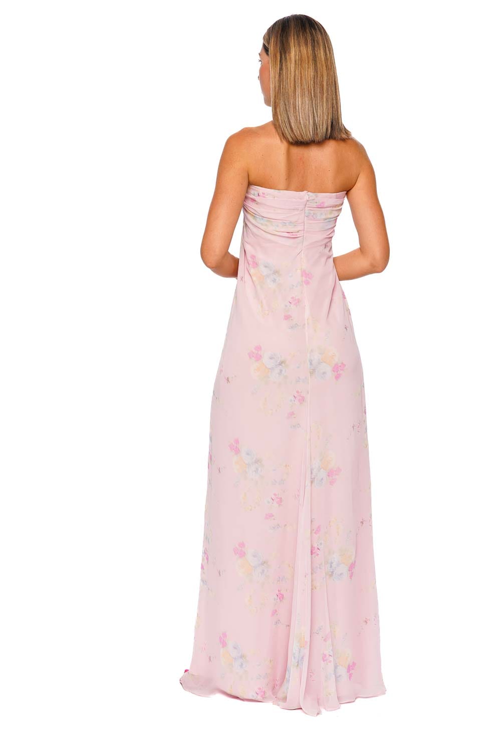 LoveShackFancy Emara Rosy Trellis Strapless Maxi Dress