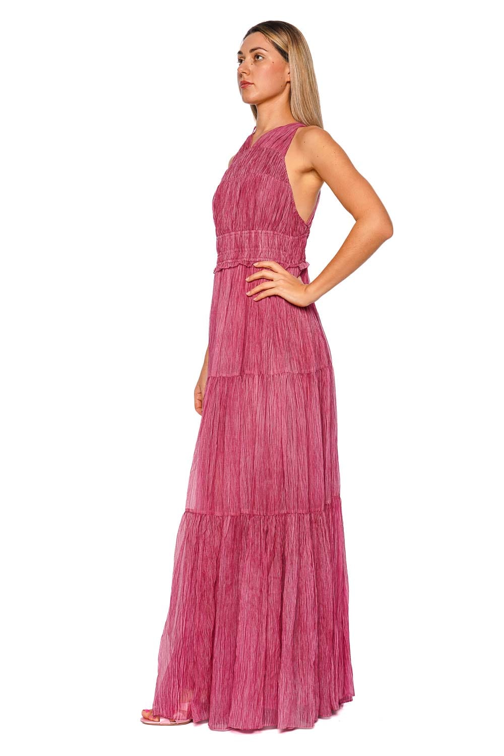 Ulla Johnson Freesia Amaranthus Crinkled Silk Chiffon Gown