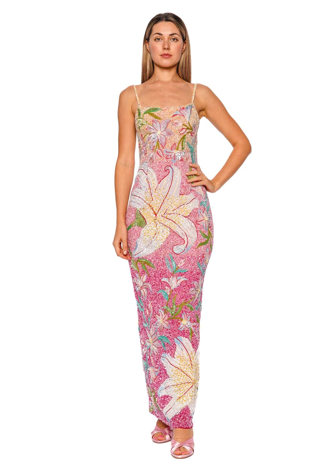 LA FUORI Sunrise Lily Field Embellished Maxi Dress